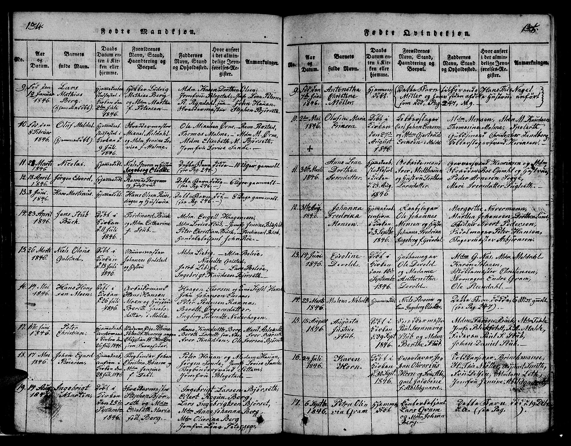 Ministerialprotokoller, klokkerbøker og fødselsregistre - Møre og Romsdal, SAT/A-1454/558/L0700: Parish register (copy) no. 558C01, 1818-1868, p. 134-135