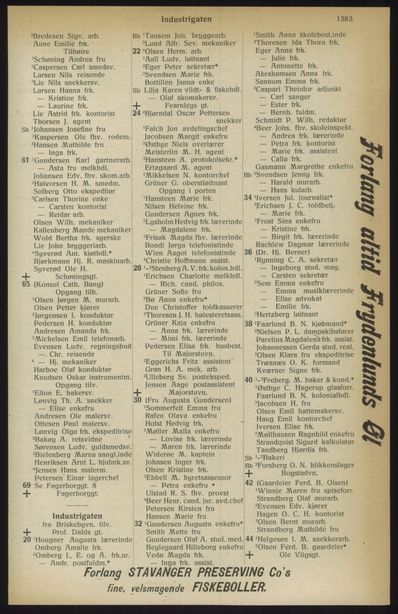 Kristiania/Oslo adressebok, PUBL/-, 1914, p. 1383