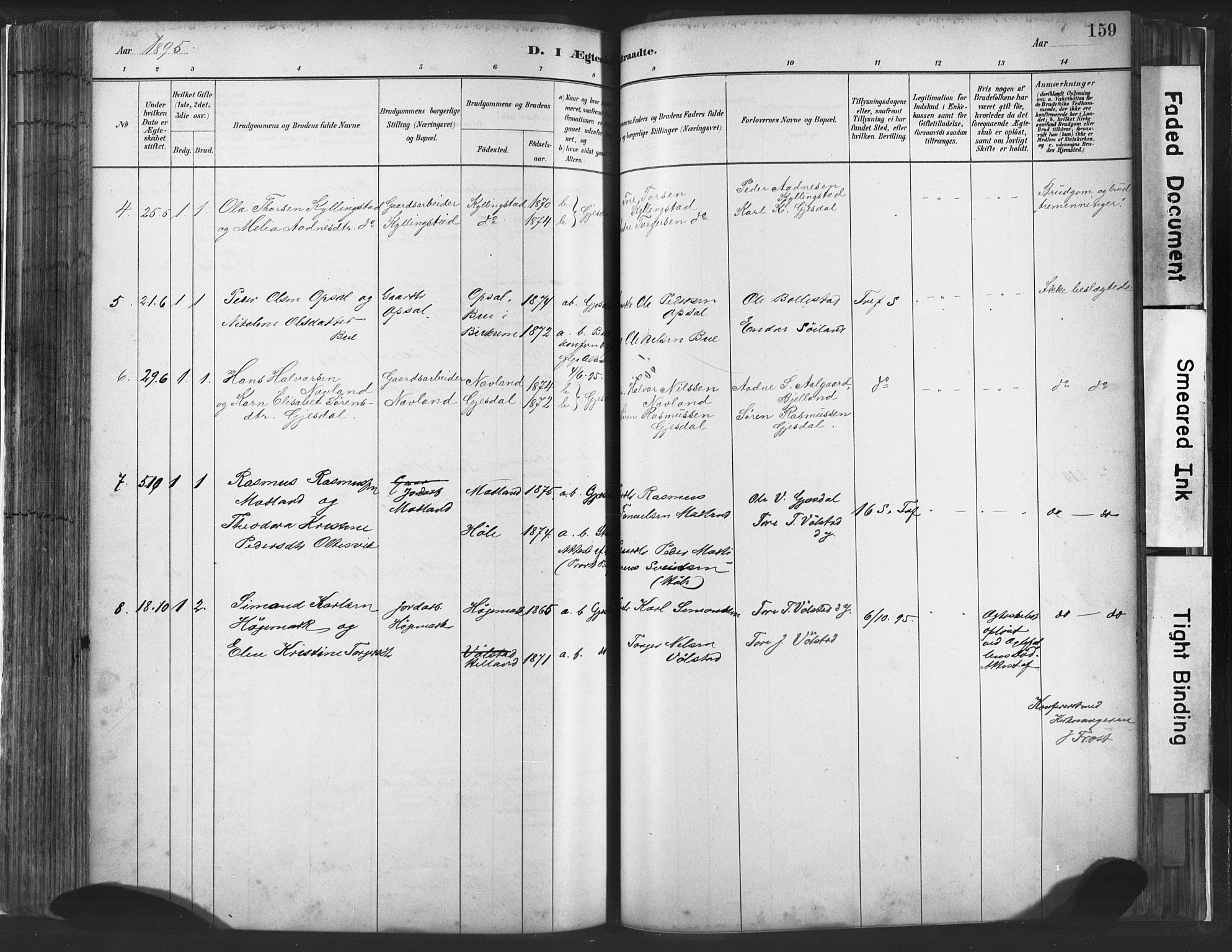 Lye sokneprestkontor, AV/SAST-A-101794/001/30BA/L0010: Parish register (official) no. A 10, 1881-1896, p. 159