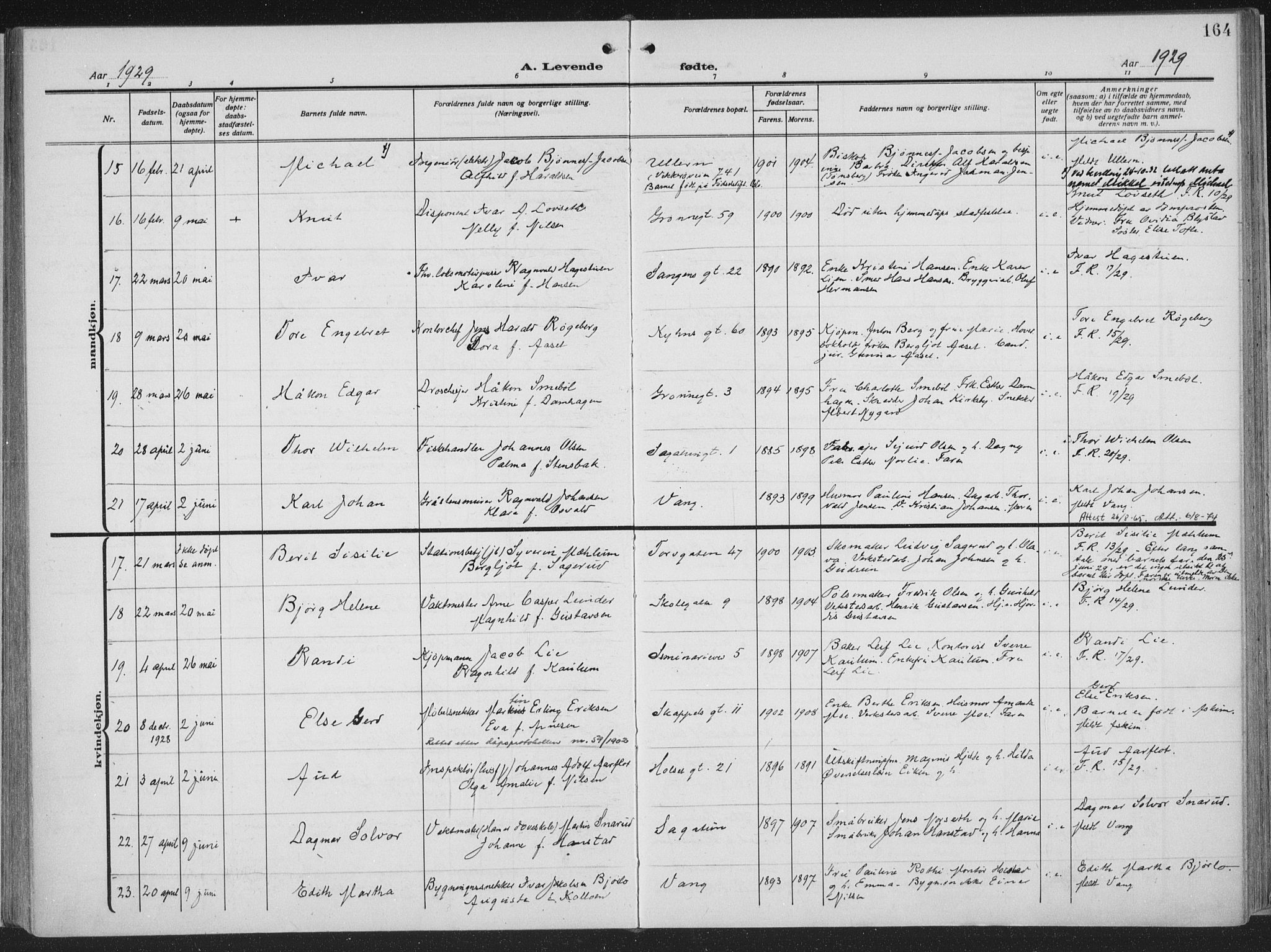 Hamar prestekontor, AV/SAH-DOMPH-002/H/Ha/Haa/L0002: Parish register (official) no. 2, 1915-1936, p. 164