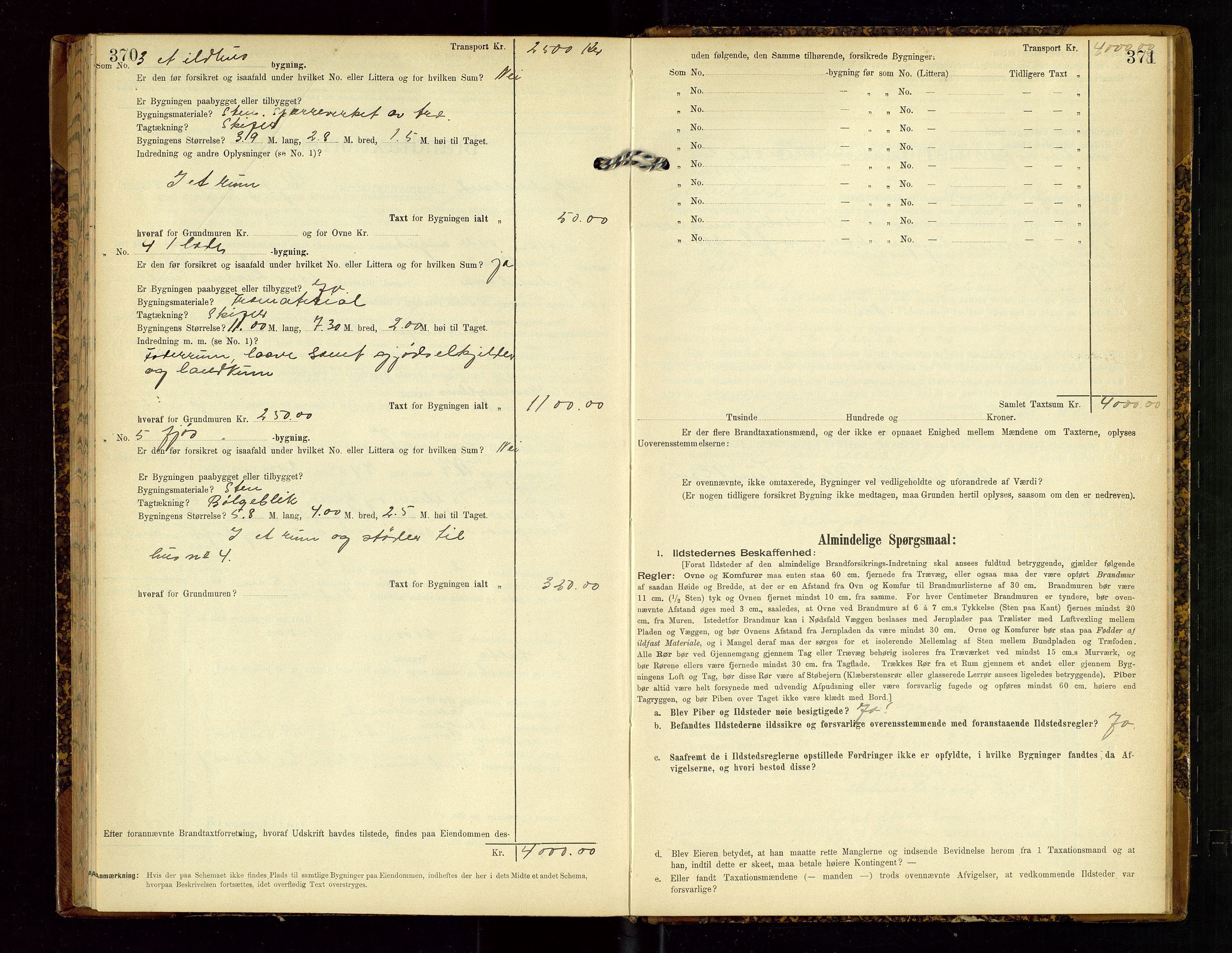 Hjelmeland lensmannskontor, SAST/A-100439/Gob/L0002: "Brandtaxationsprotokol", 1904-1920, p. 370-371