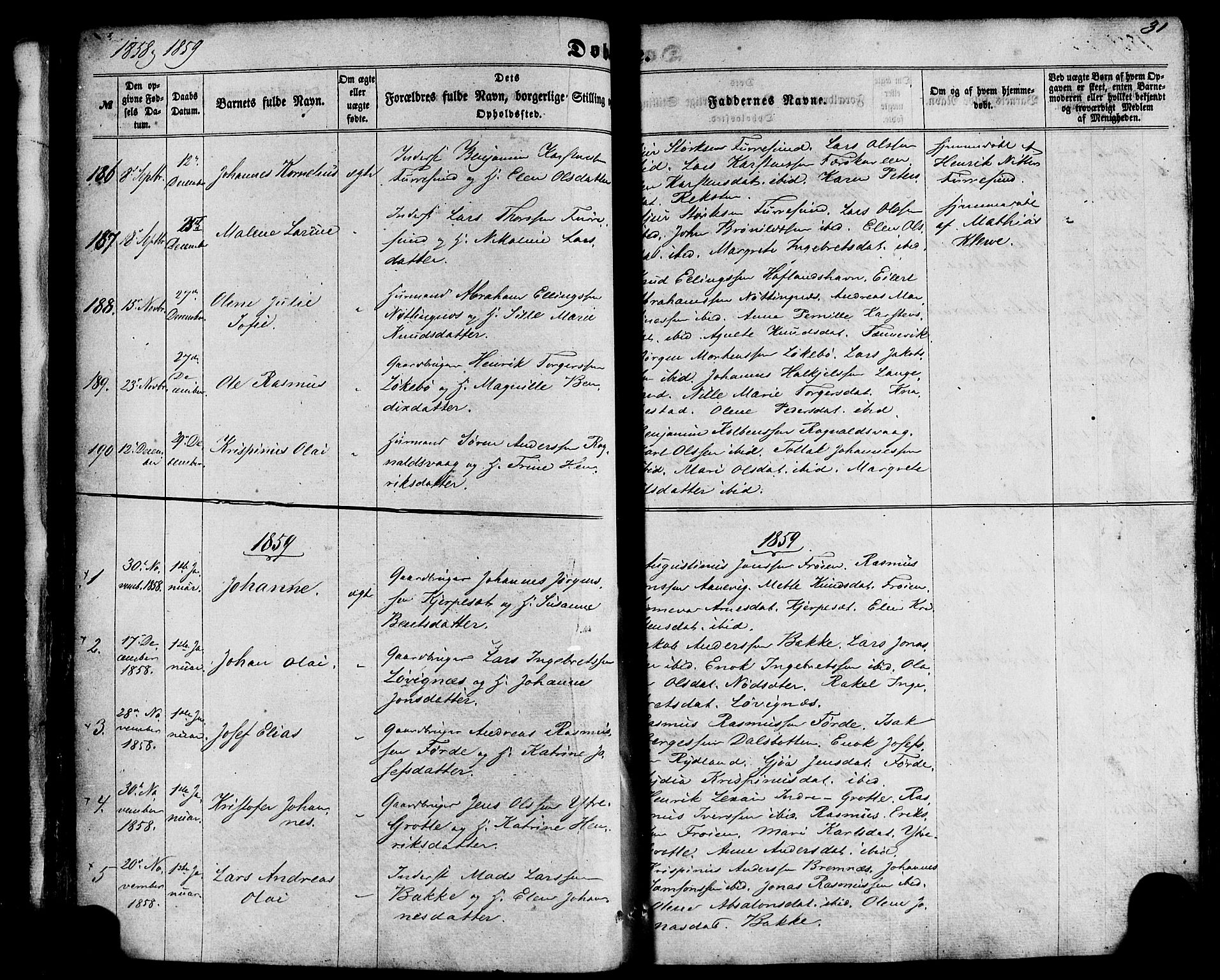 Kinn sokneprestembete, SAB/A-80801/H/Haa/Haaa/L0006: Parish register (official) no. A 6, 1857-1885, p. 31