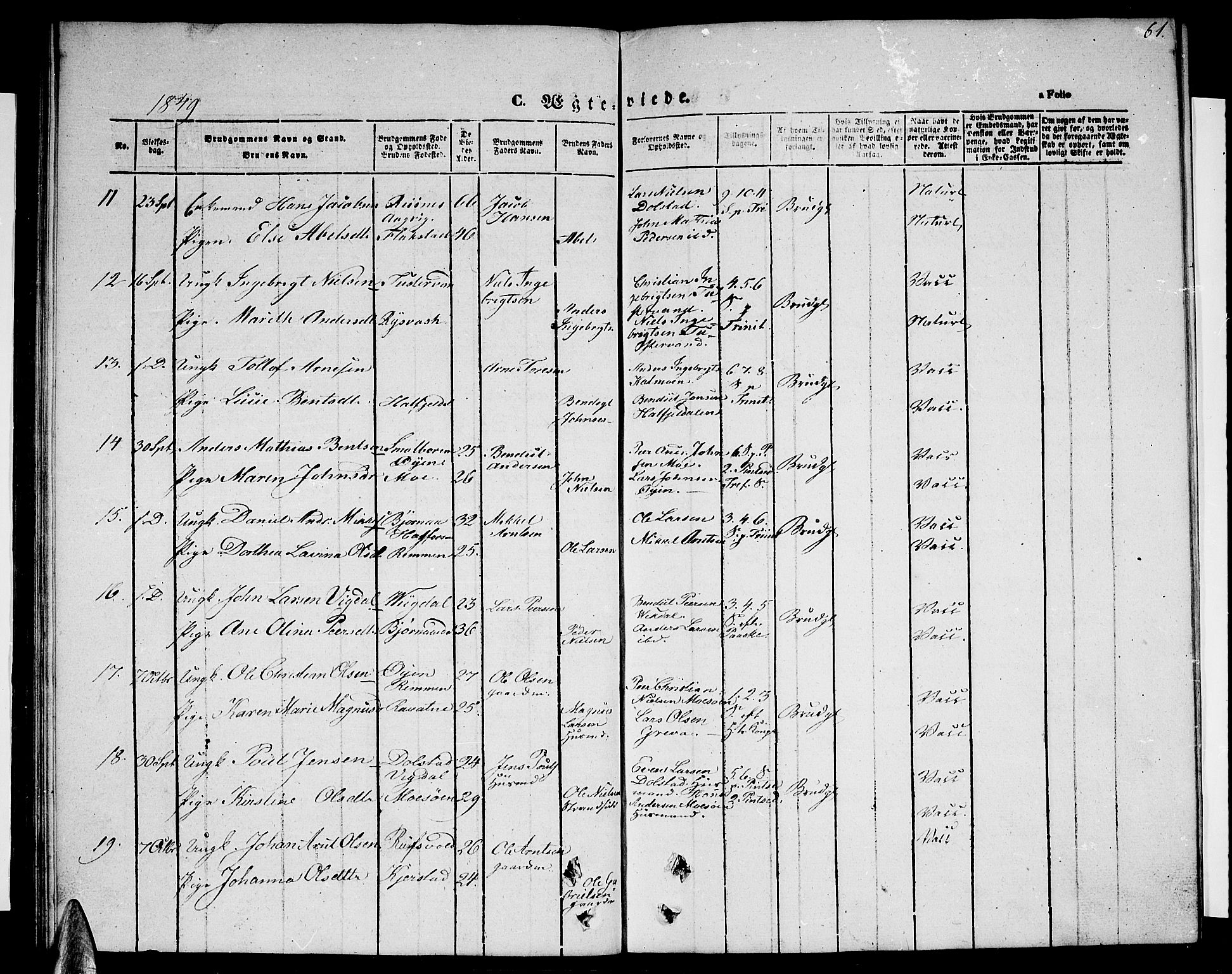 Ministerialprotokoller, klokkerbøker og fødselsregistre - Nordland, SAT/A-1459/820/L0300: Parish register (copy) no. 820C02, 1846-1850, p. 61