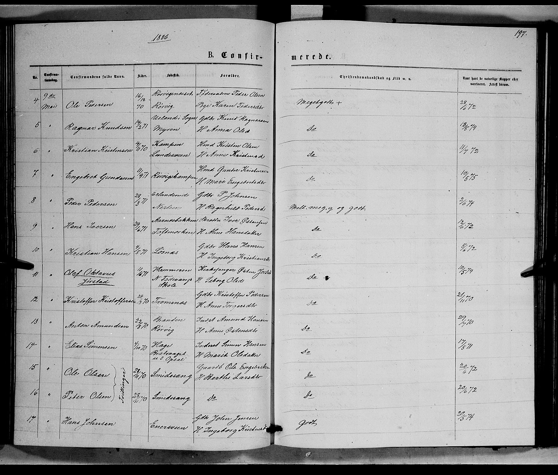 Ringebu prestekontor, AV/SAH-PREST-082/H/Ha/Hab/L0006: Parish register (copy) no. 6, 1880-1898, p. 197