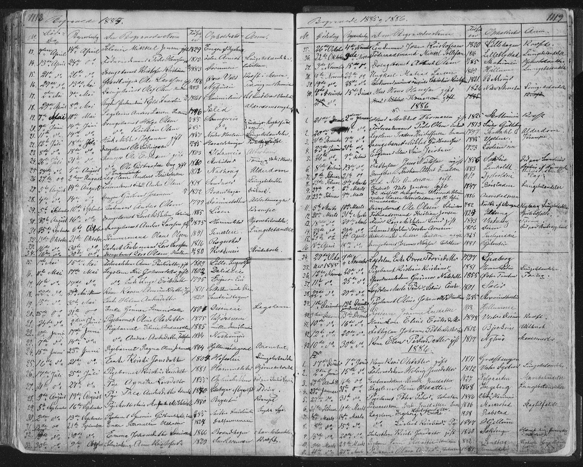 Vang prestekontor, Hedmark, SAH/PREST-008/H/Ha/Hab/L0010B: Parish register (copy) no. 10b, 1854-1896, p. 1118-1119