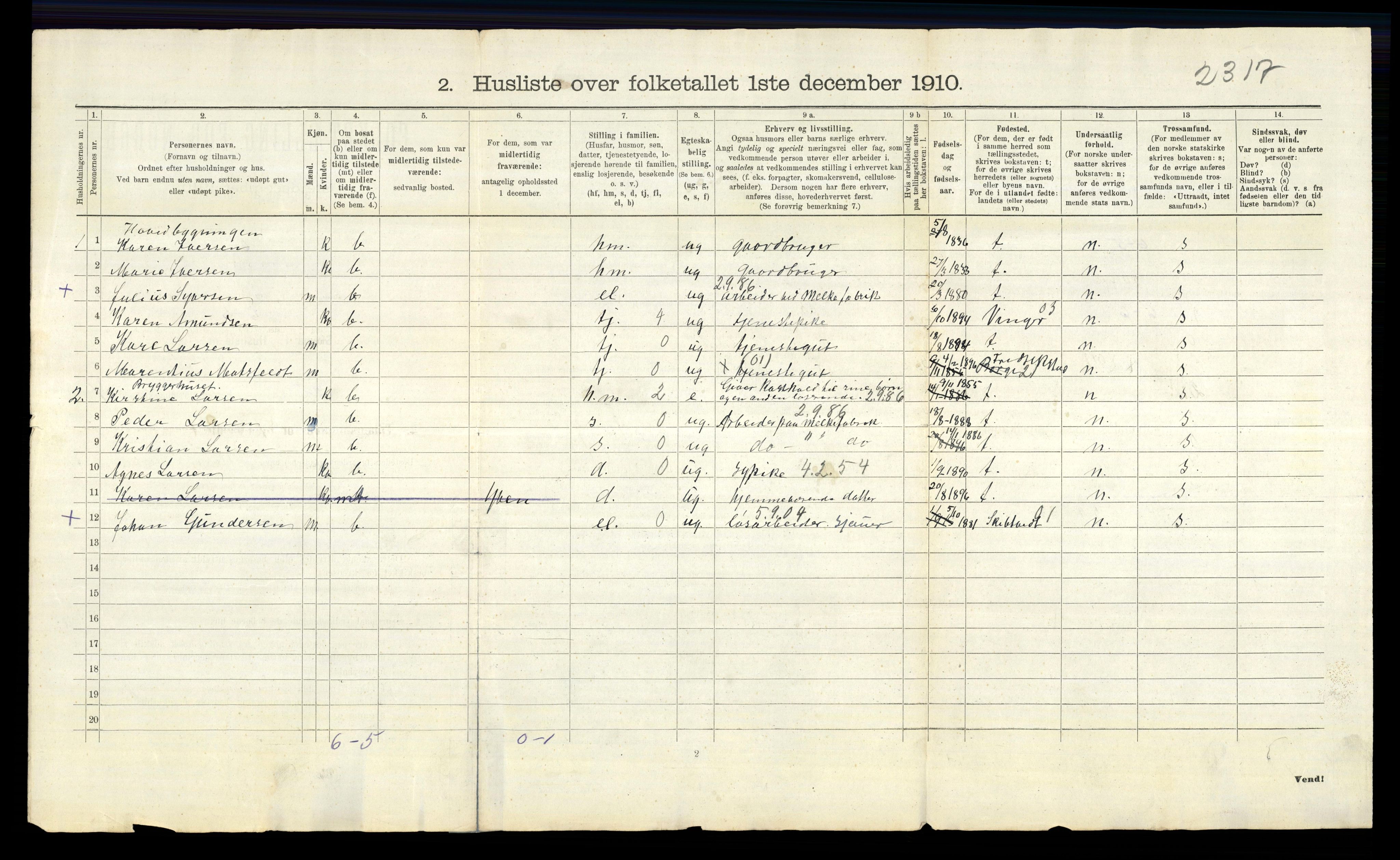 RA, 1910 census for Tune, 1910, p. 737