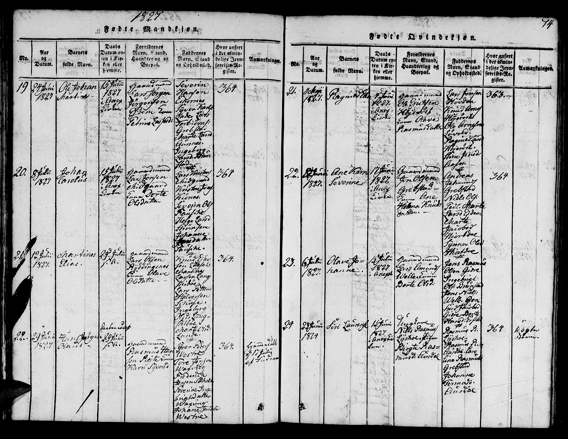 Ministerialprotokoller, klokkerbøker og fødselsregistre - Møre og Romsdal, AV/SAT-A-1454/522/L0322: Parish register (copy) no. 522C01, 1816-1830, p. 74