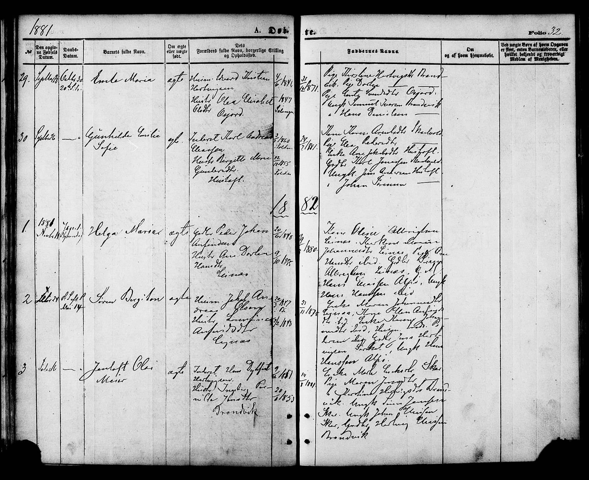 Ministerialprotokoller, klokkerbøker og fødselsregistre - Nordland, AV/SAT-A-1459/857/L0821: Parish register (official) no. 857A01, 1875-1889, p. 32