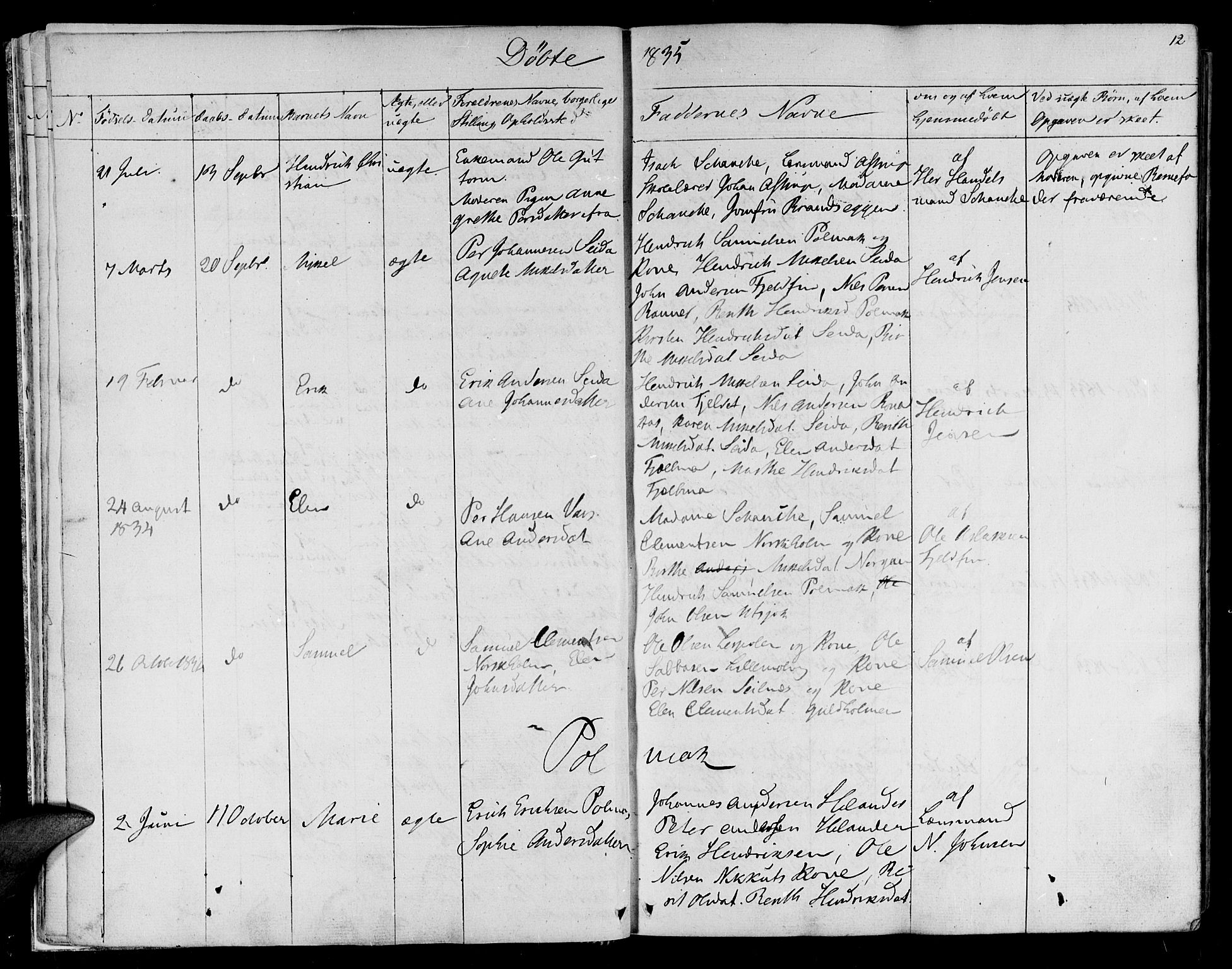 Lebesby sokneprestkontor, AV/SATØ-S-1353/H/Ha/L0003kirke: Parish register (official) no. 3, 1833-1852, p. 12