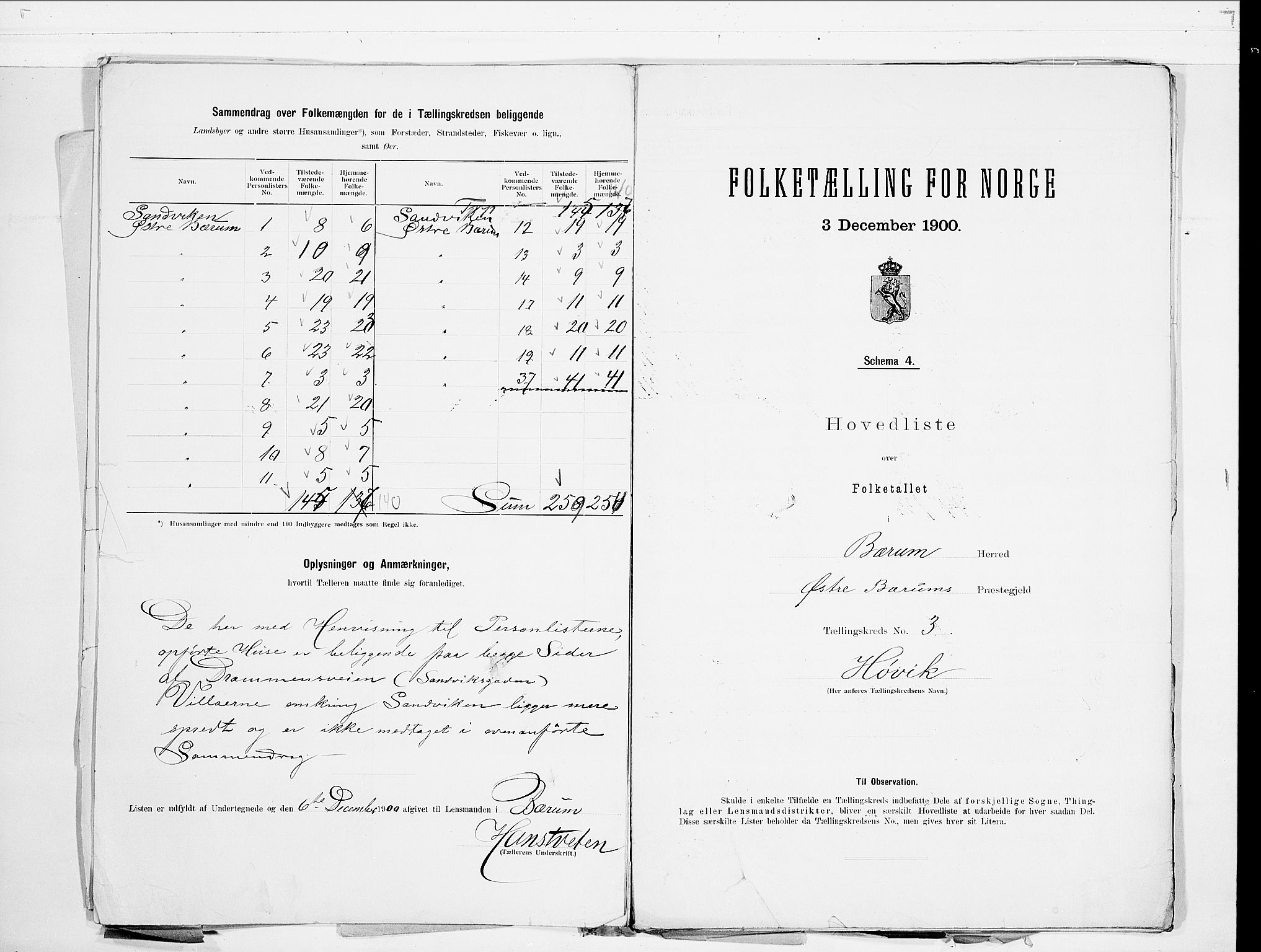 SAO, 1900 census for Bærum, 1900, p. 8