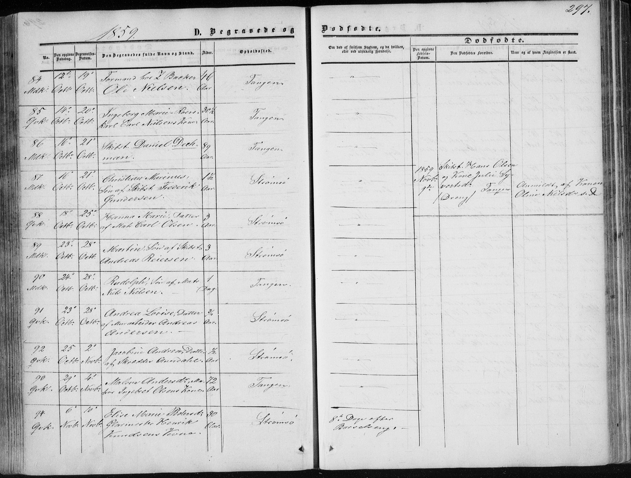 Strømsø kirkebøker, AV/SAKO-A-246/F/Fa/L0015: Parish register (official) no. I 15, 1859-1868, p. 297