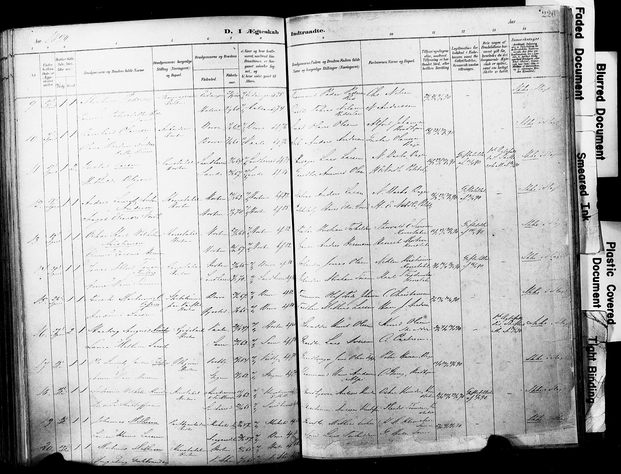 Horten kirkebøker, AV/SAKO-A-348/F/Fa/L0004: Parish register (official) no. 4, 1888-1895, p. 226