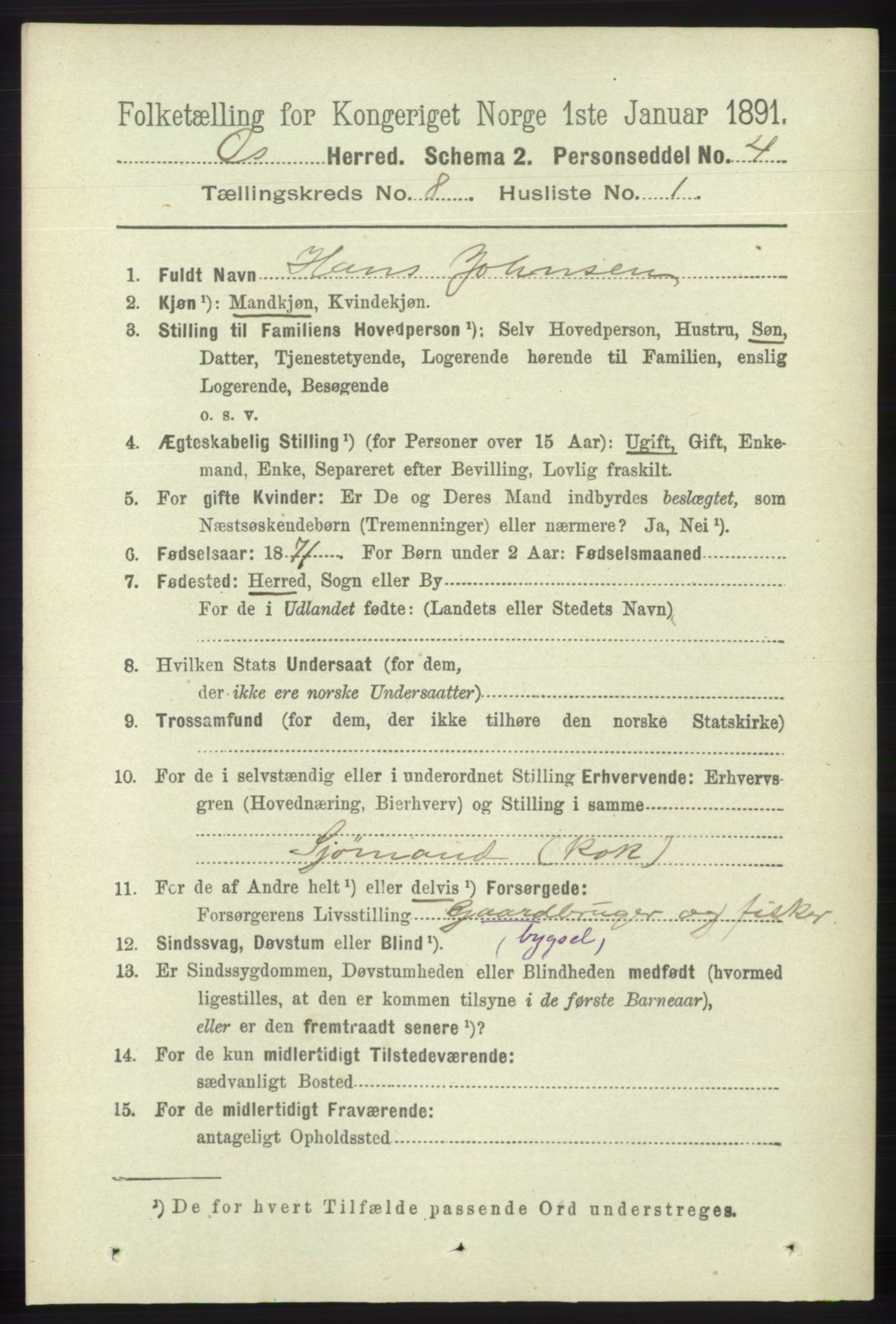 RA, 1891 census for 1243 Os, 1891, p. 1839