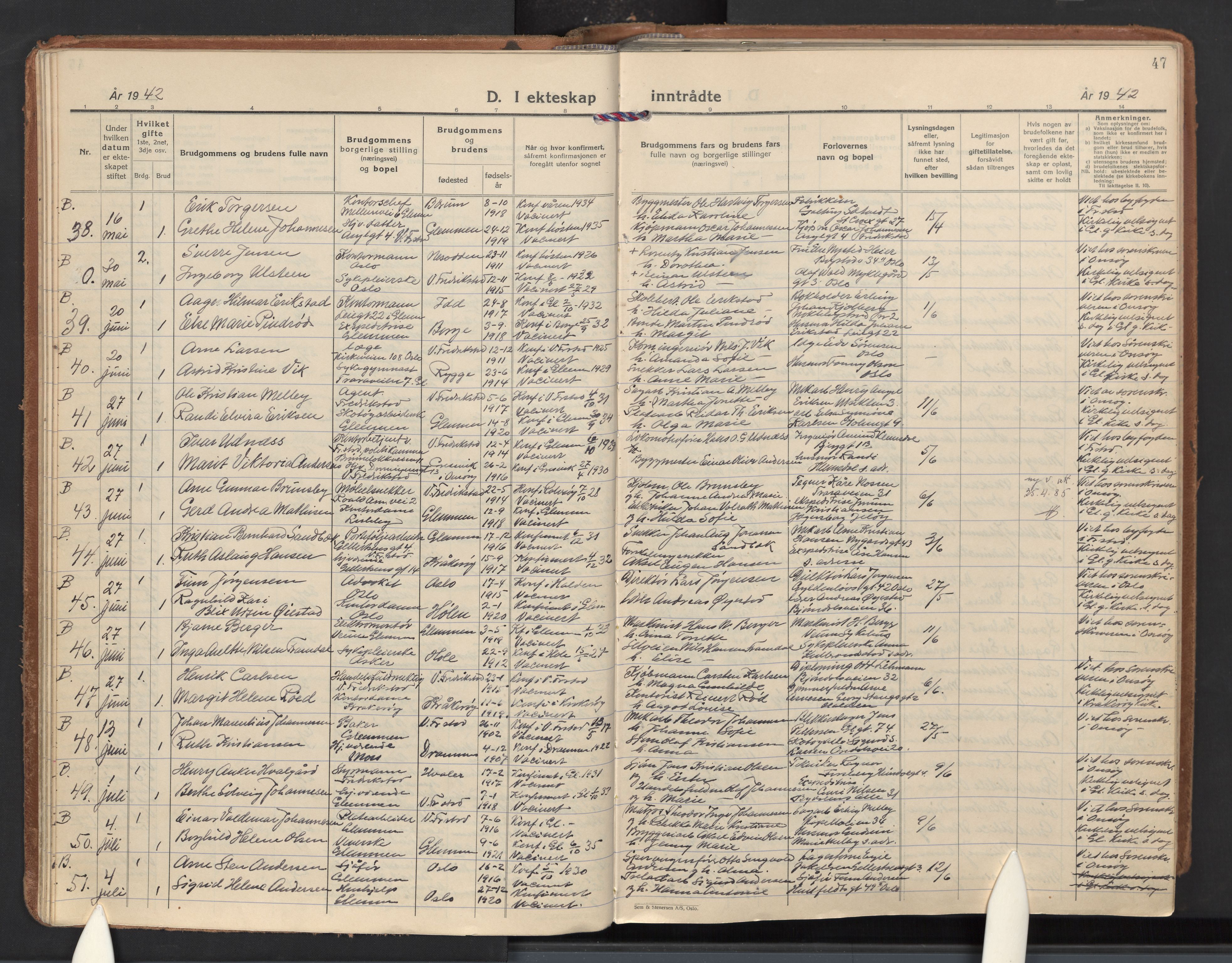 Glemmen prestekontor Kirkebøker, AV/SAO-A-10908/F/Fa/L0020: Parish register (official) no. 20, 1938-1968, p. 47