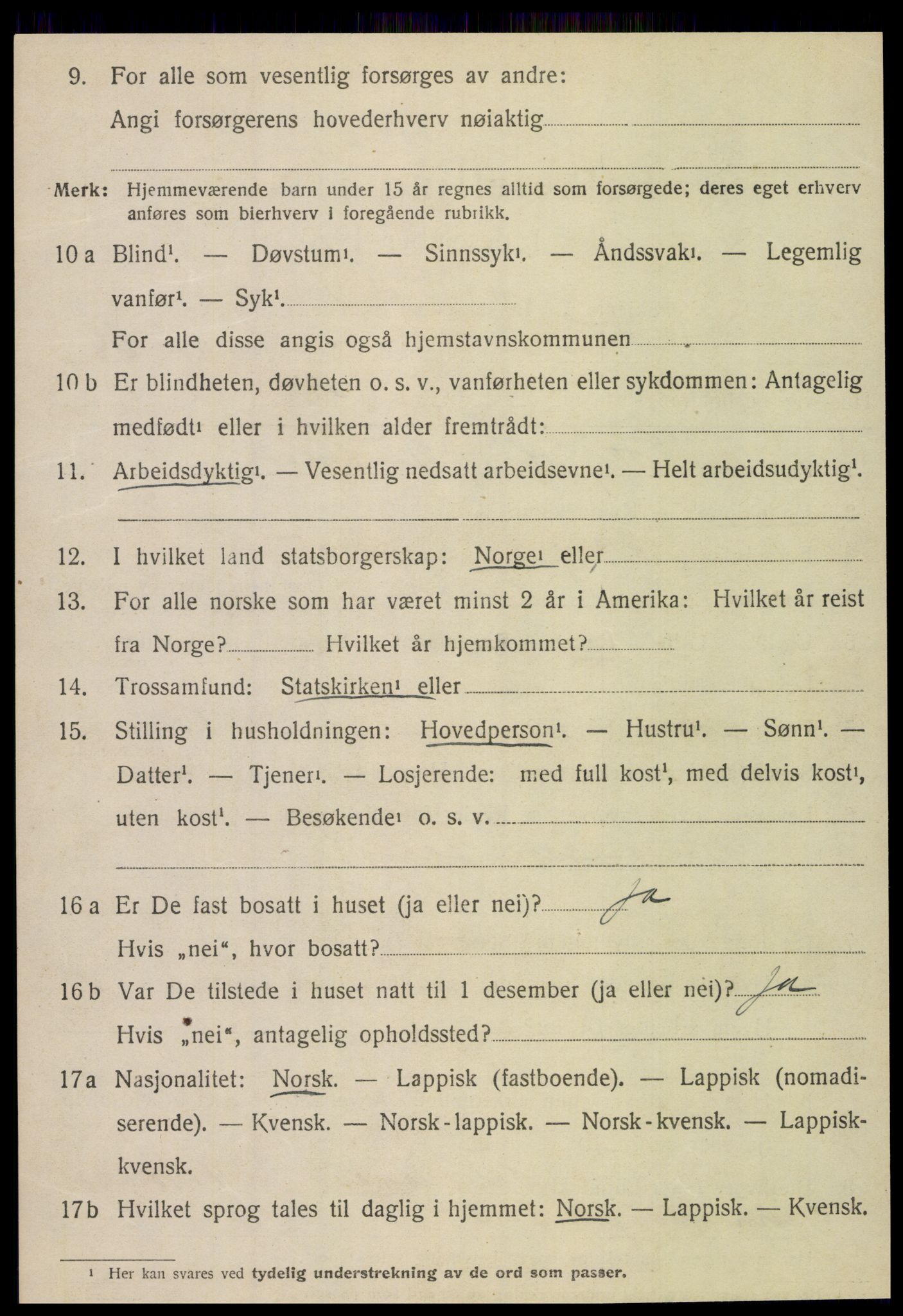 SAT, 1920 census for Fauske, 1920, p. 16957