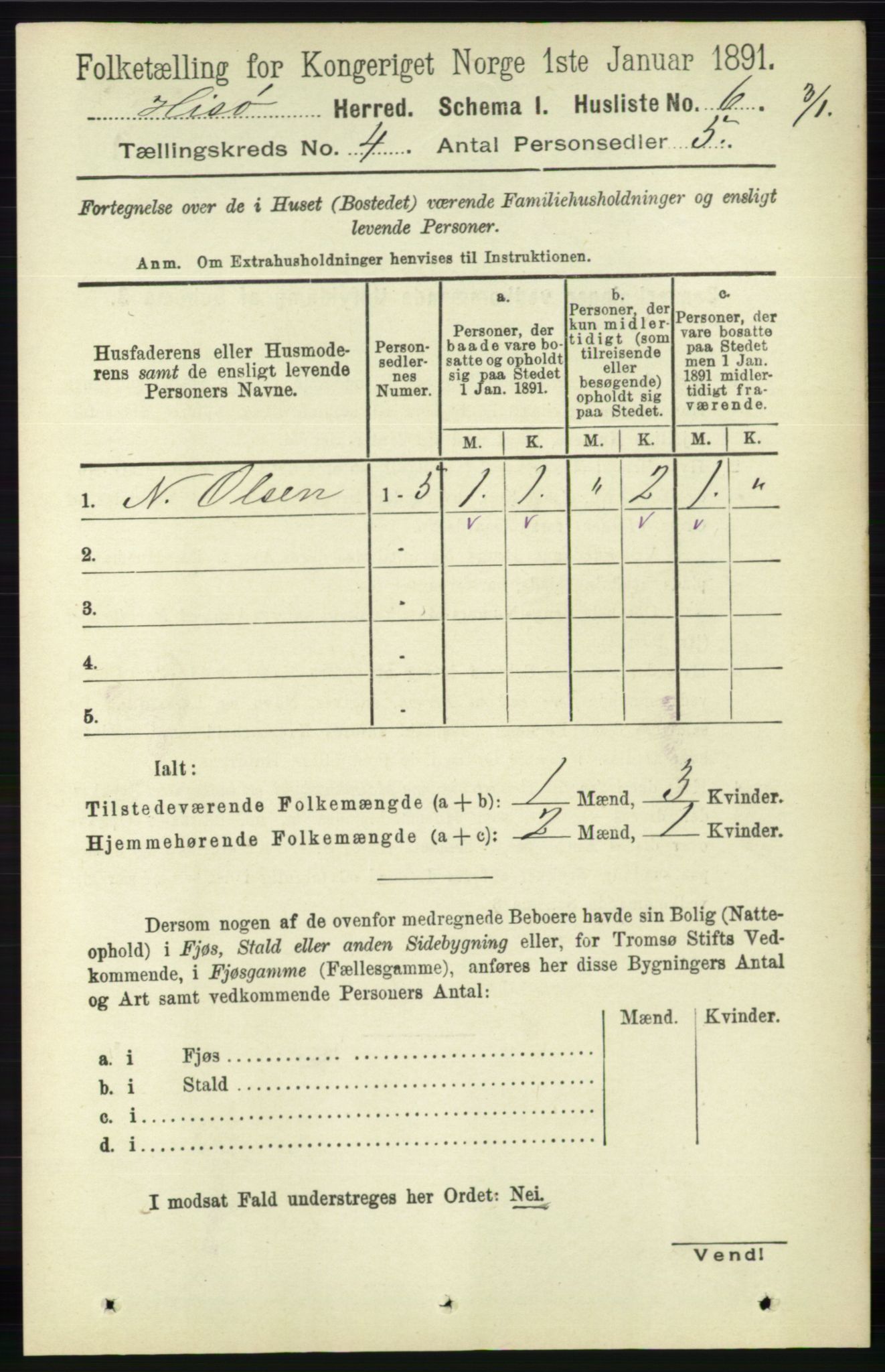 RA, 1891 census for 0922 Hisøy, 1891, p. 3235