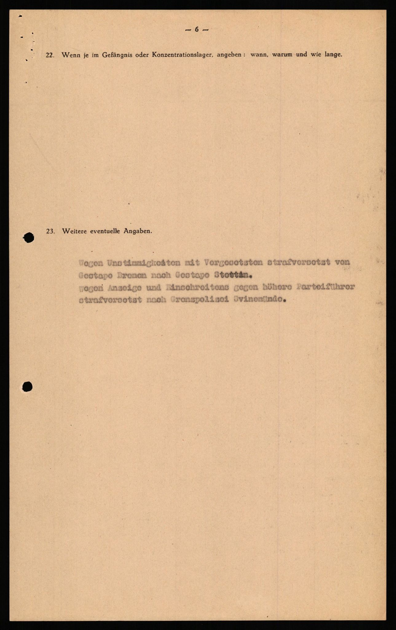 Forsvaret, Forsvarets overkommando II, AV/RA-RAFA-3915/D/Db/L0030: CI Questionaires. Tyske okkupasjonsstyrker i Norge. Tyskere., 1945-1946, p. 167