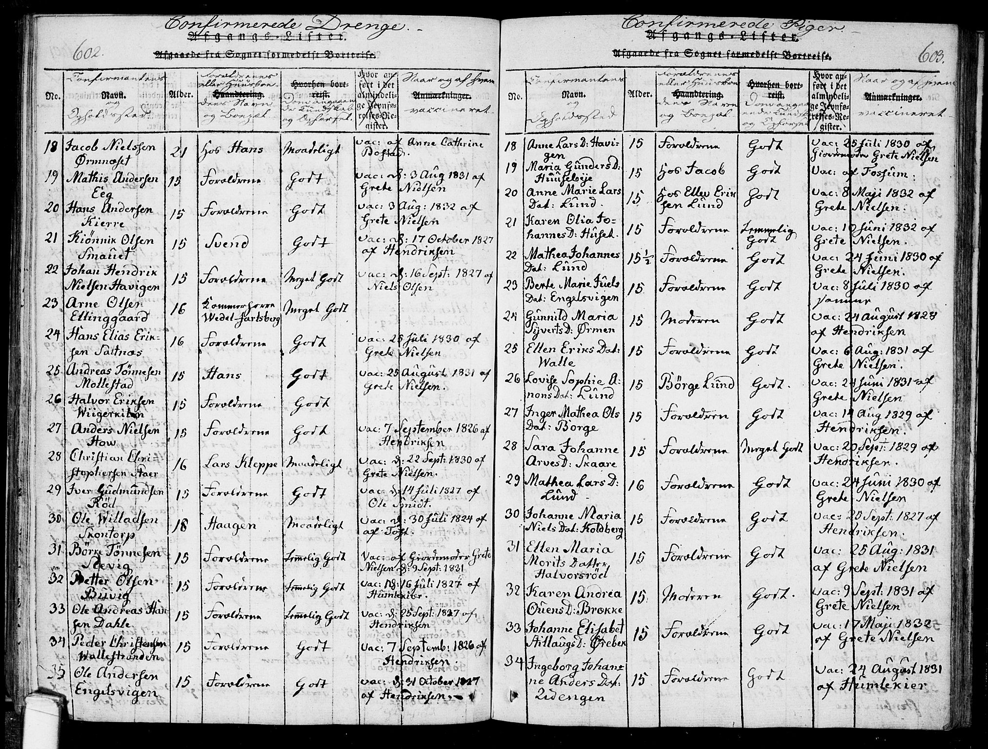 Onsøy prestekontor Kirkebøker, SAO/A-10914/F/Fa/L0002: Parish register (official) no. I 2, 1814-1840, p. 602-603