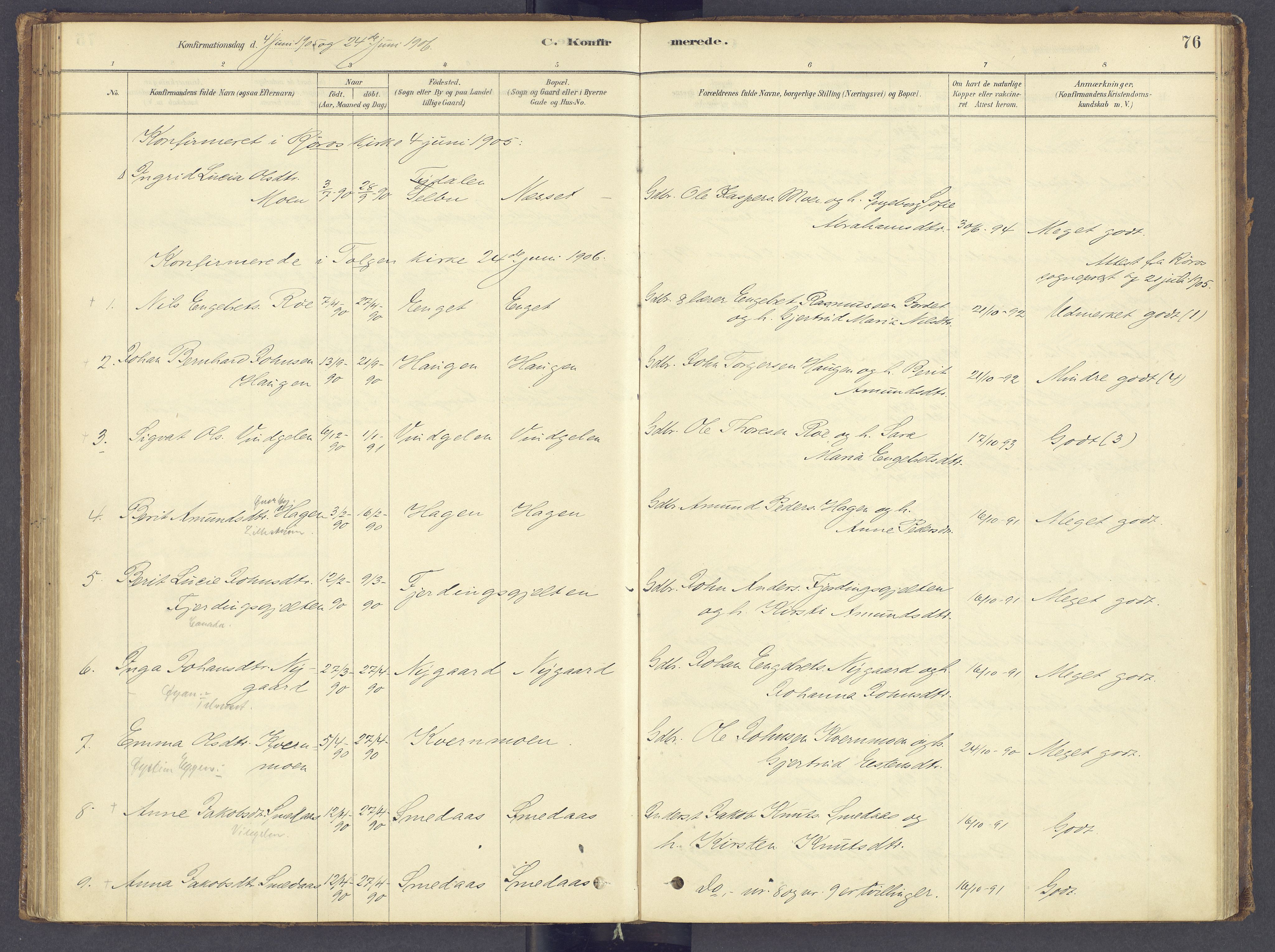 Tolga prestekontor, SAH/PREST-062/K/L0012: Parish register (official) no. 12, 1877-1925, p. 76