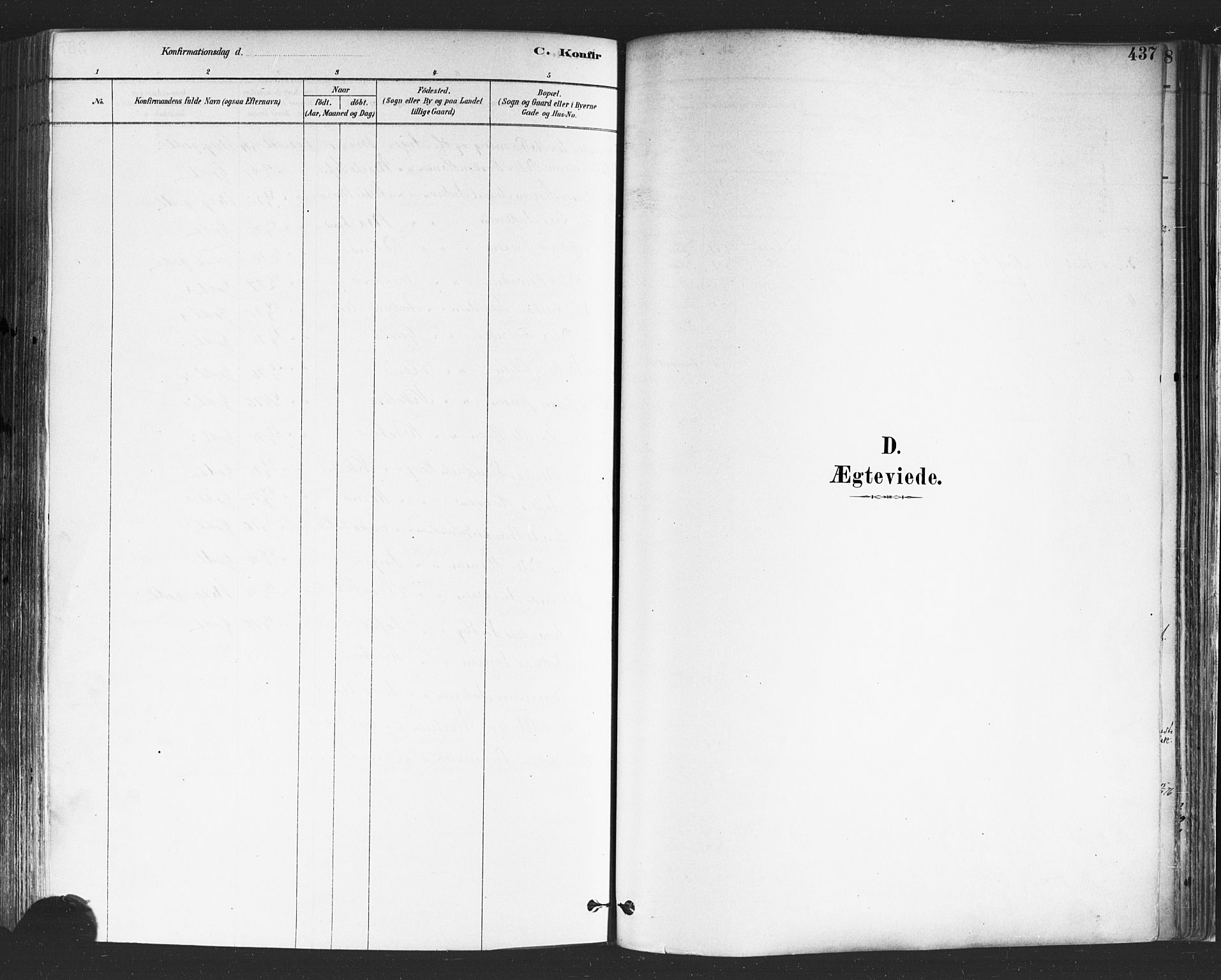 Halden prestekontor Kirkebøker, SAO/A-10909/F/Fa/L0011: Parish register (official) no. I 11, 1878-1889, p. 437
