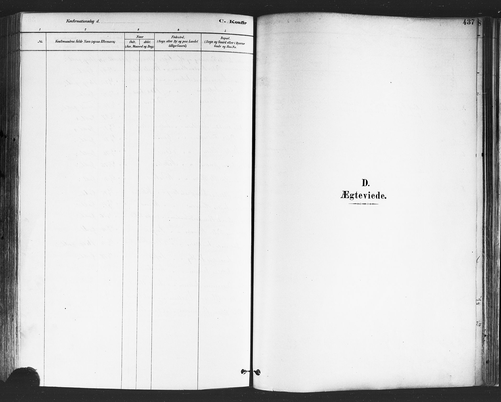 Halden prestekontor Kirkebøker, AV/SAO-A-10909/F/Fa/L0011: Parish register (official) no. I 11, 1878-1889, p. 437