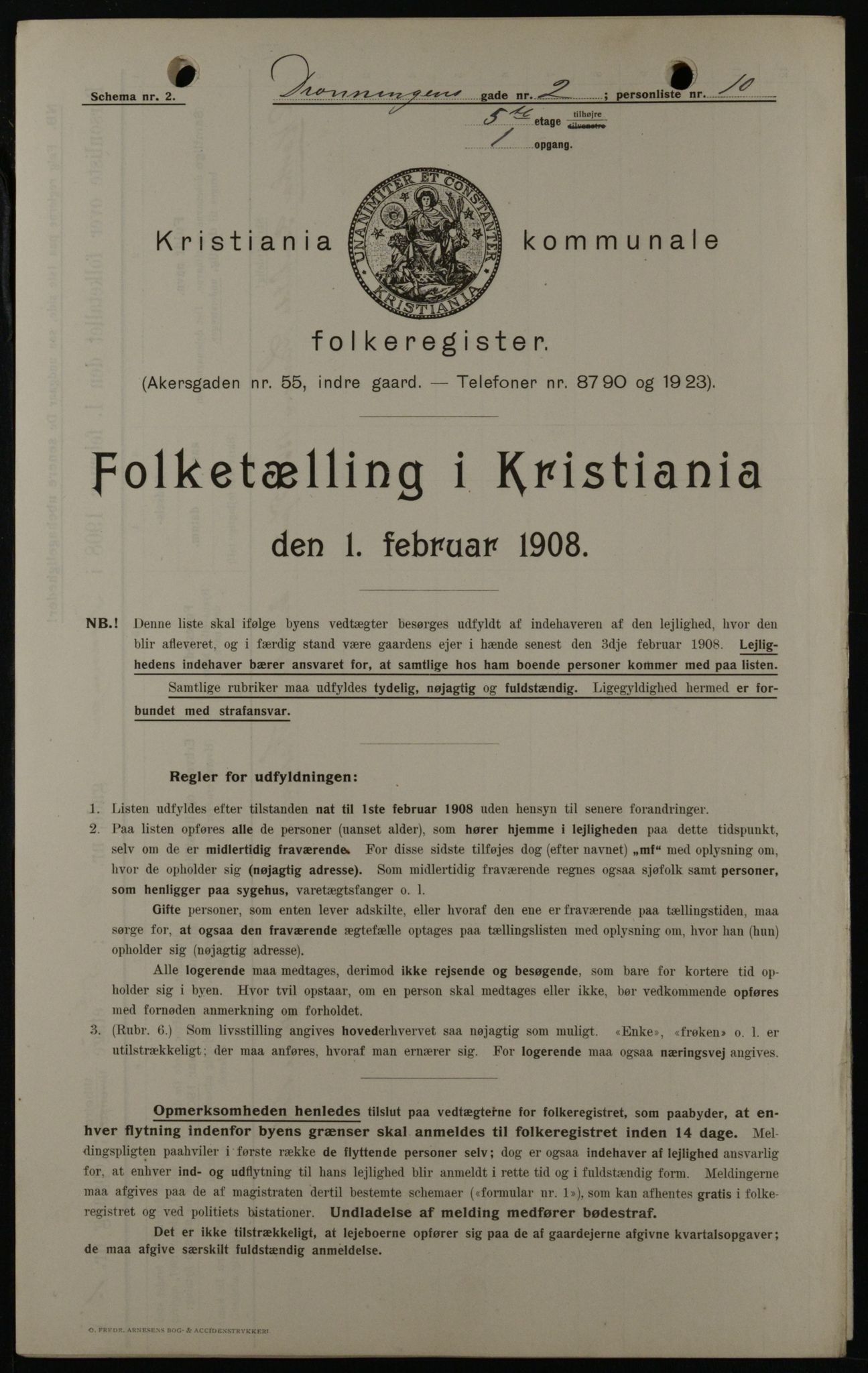 OBA, Municipal Census 1908 for Kristiania, 1908, p. 15961