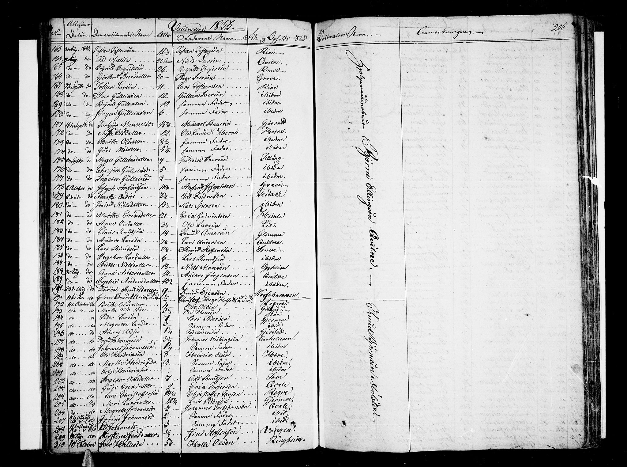 Voss sokneprestembete, AV/SAB-A-79001/H/Haa: Parish register (official) no. A 12, 1823-1837, p. 206