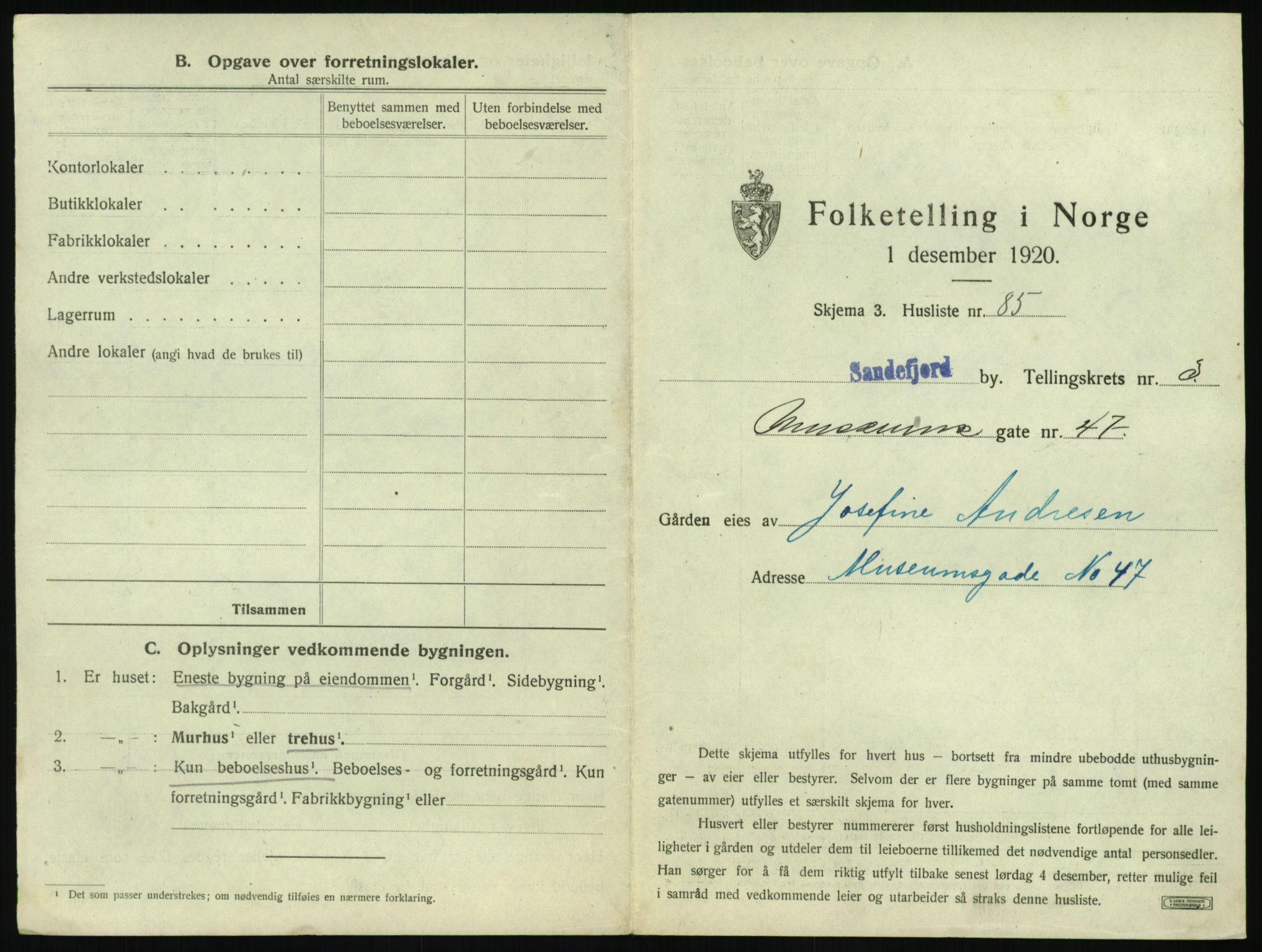 SAKO, 1920 census for Sandefjord, 1920, p. 504