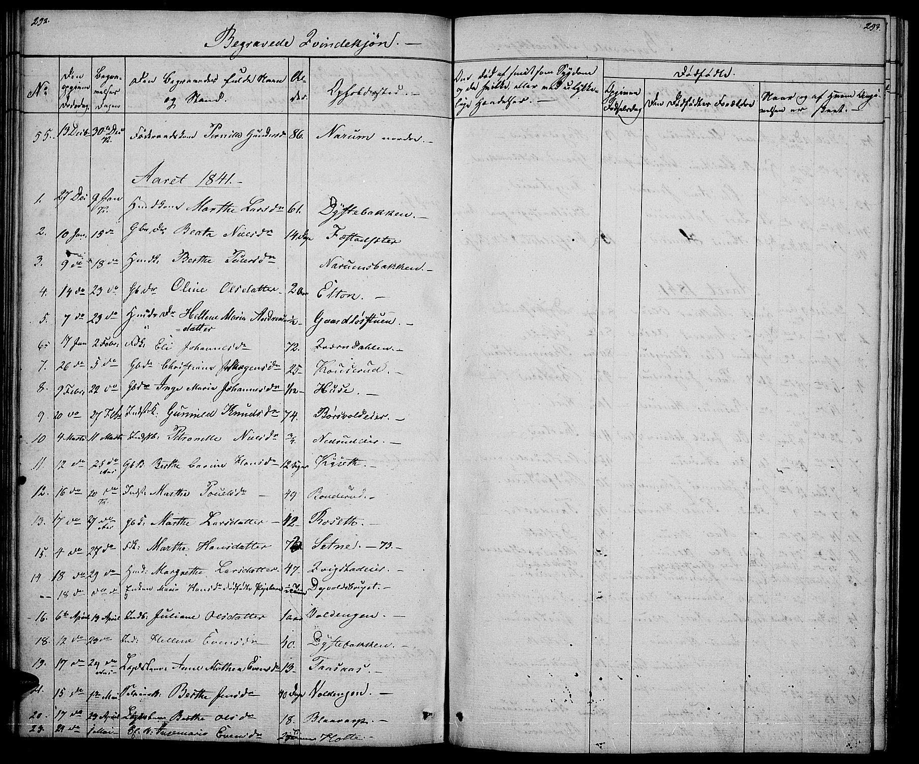 Vestre Toten prestekontor, AV/SAH-PREST-108/H/Ha/Hab/L0002: Parish register (copy) no. 2, 1836-1848, p. 292-293