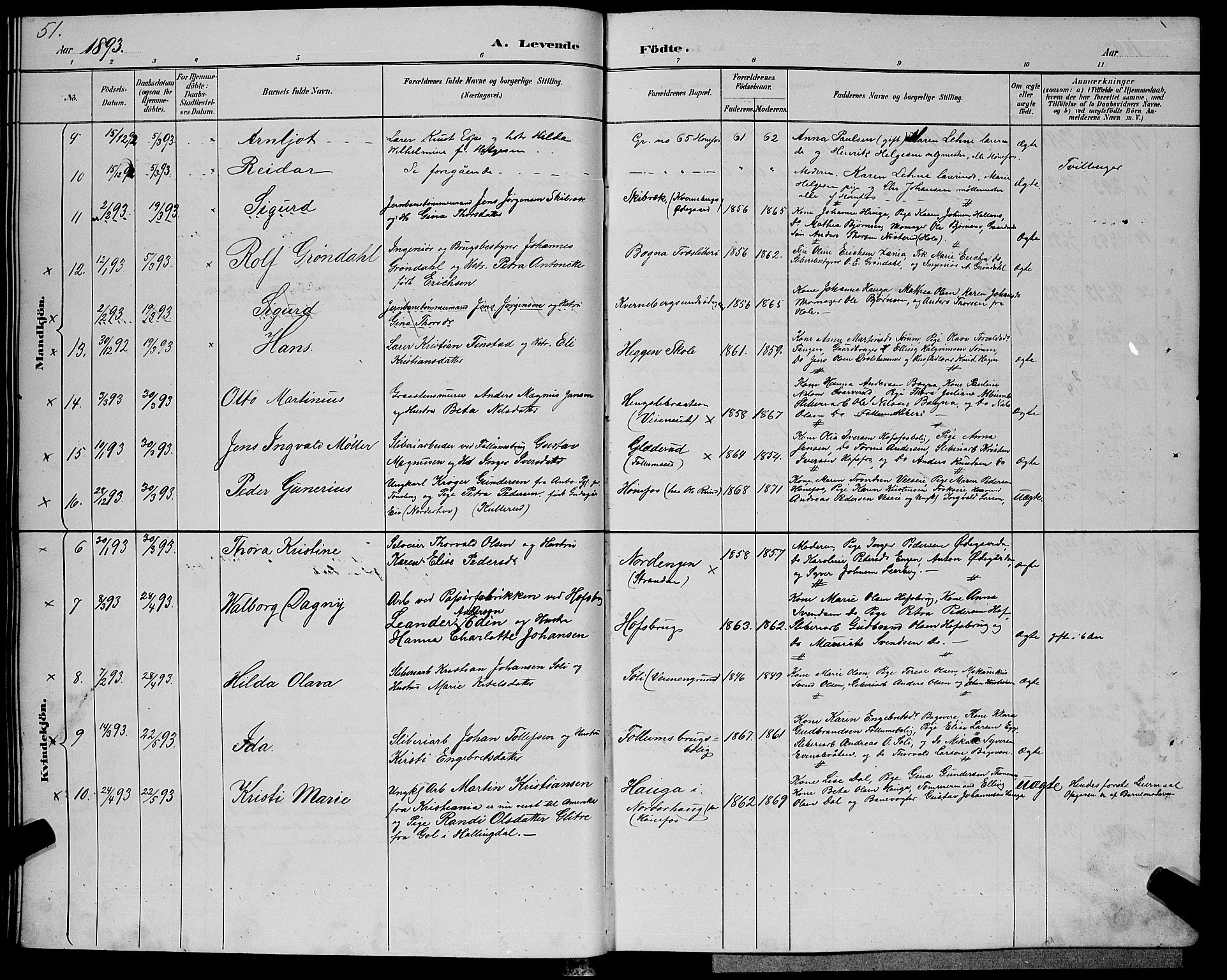 Hønefoss kirkebøker, SAKO/A-609/G/Ga/L0002: Parish register (copy) no. 2, 1888-1904, p. 51