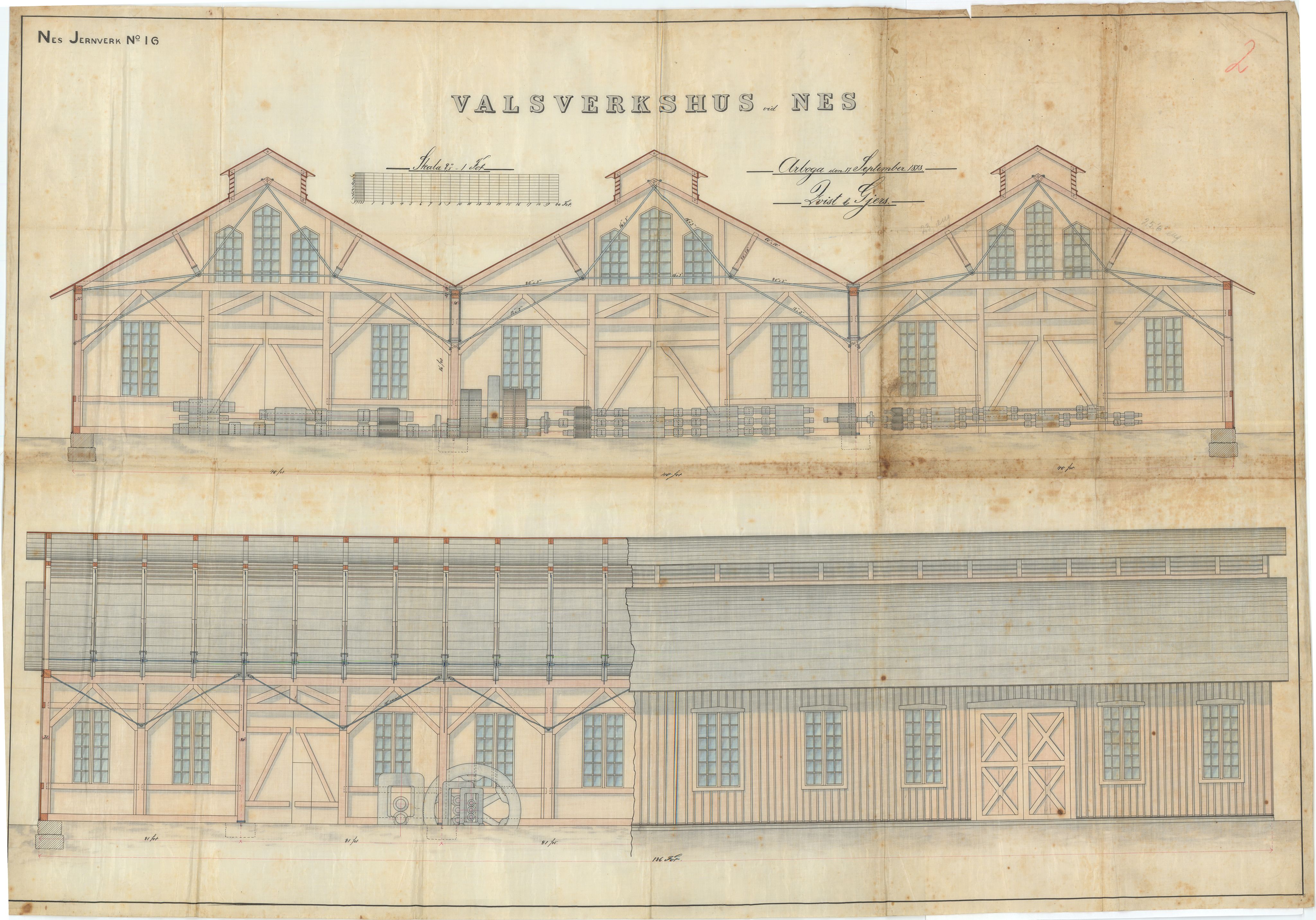 Jacob Aall & Søn AS, NESJ/NJM-007/03/L0004: Valsverkshus vid Nes,  17.9.1878, 1878