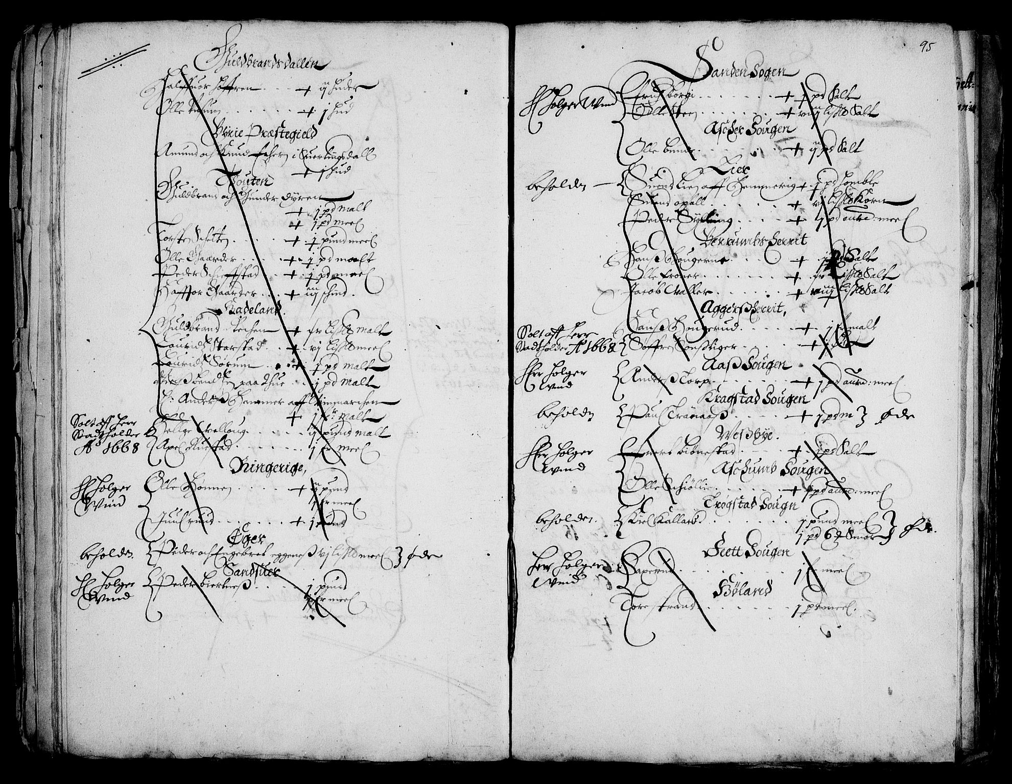 Rentekammeret inntil 1814, Realistisk ordnet avdeling, AV/RA-EA-4070/Fc/Fca/L0001/0003: [Ca I]  Akershus stift / Kristiania kapitels jordebok, 1662, p. 94-95