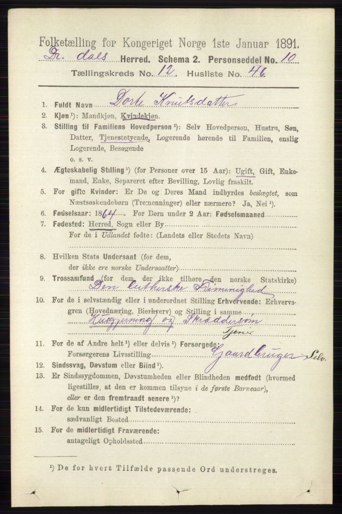 RA, 1891 census for 0817 Drangedal, 1891, p. 4659