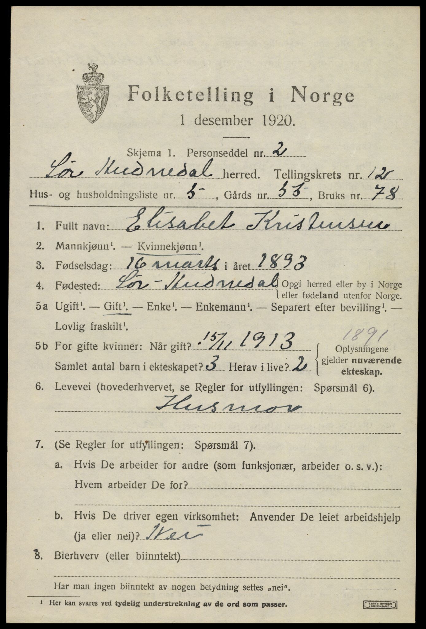 SAK, 1920 census for Sør-Audnedal, 1920, p. 4551