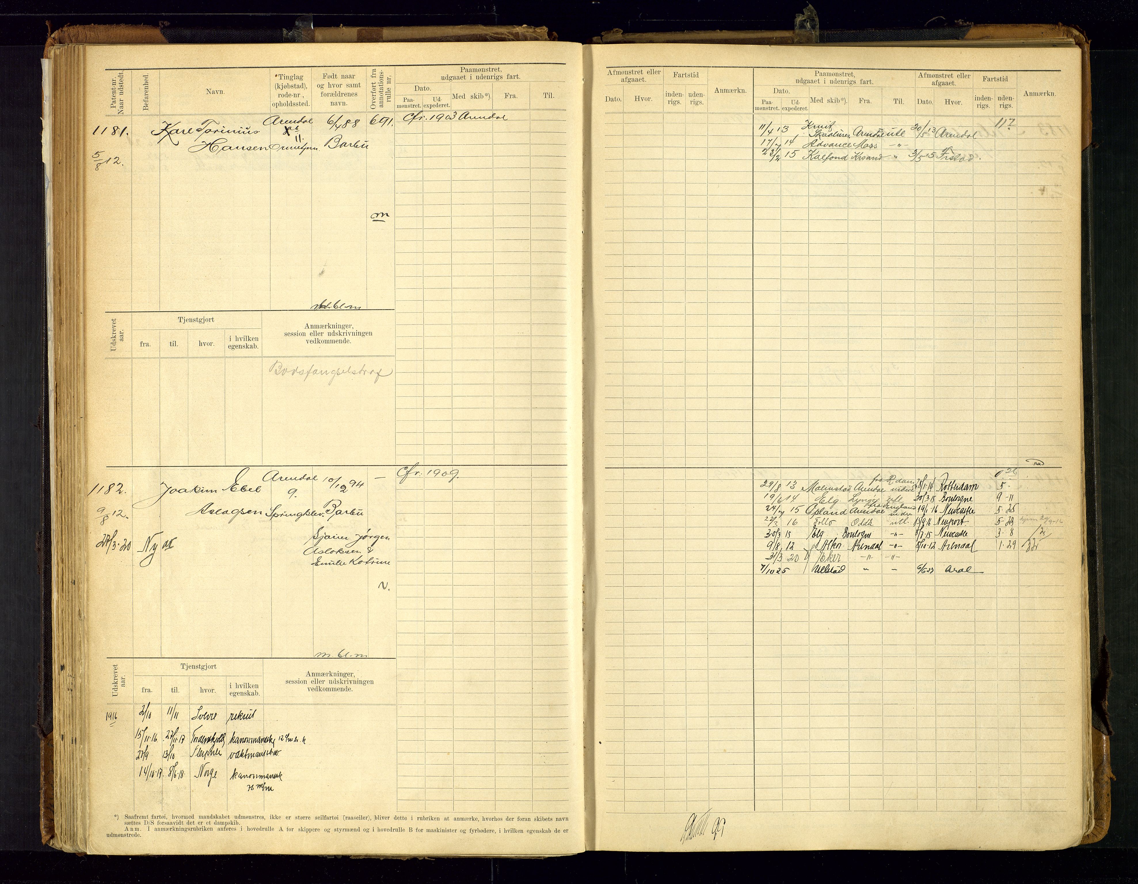 Arendal mønstringskrets, SAK/2031-0012/F/Fb/L0021: Hovedrulle A nr 969-1465, S-19, 1910-1914, p. 111