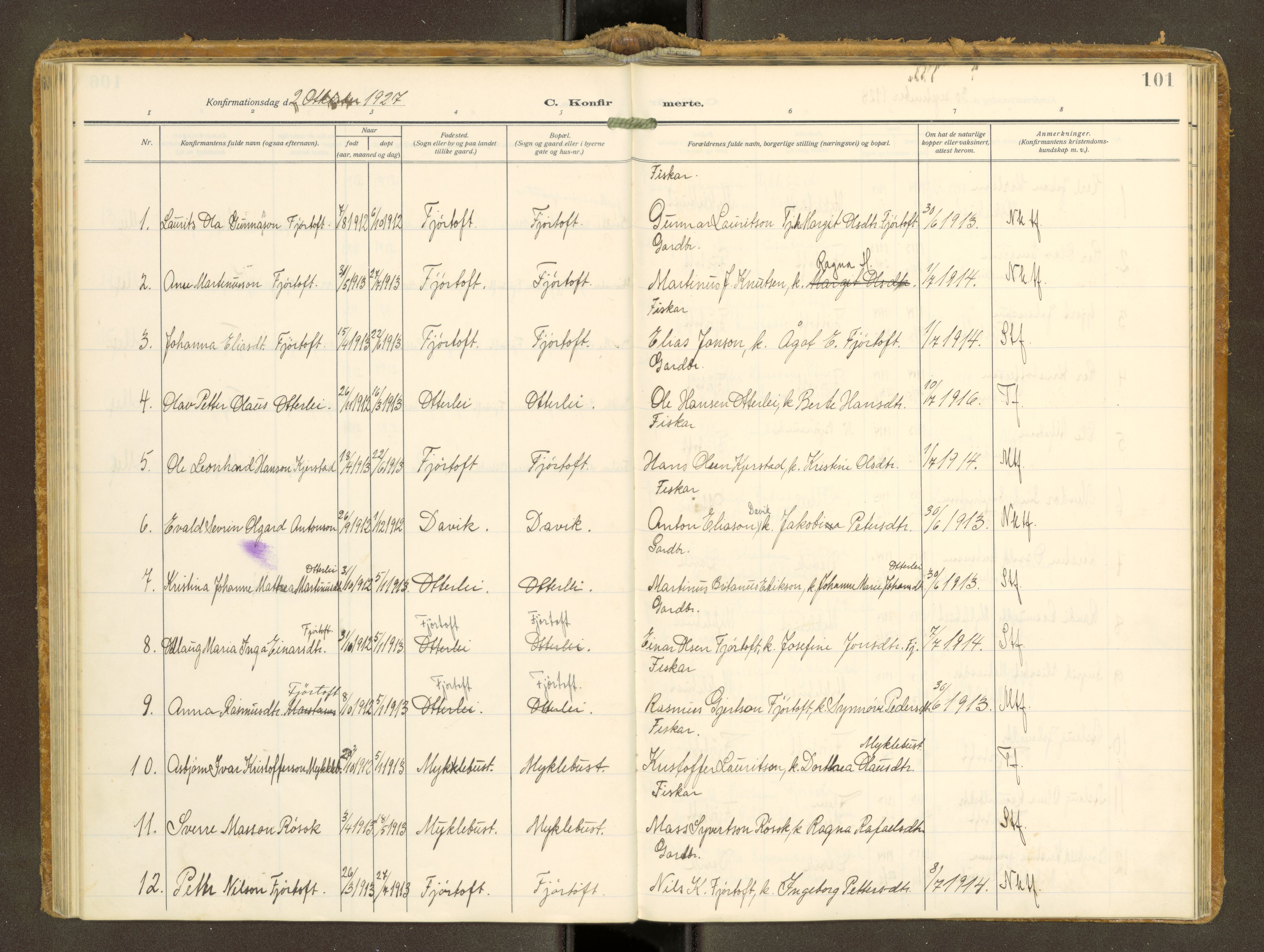 Ministerialprotokoller, klokkerbøker og fødselsregistre - Møre og Romsdal, AV/SAT-A-1454/538/L0528: Parish register (official) no. 538A--, 1911-1935, p. 101