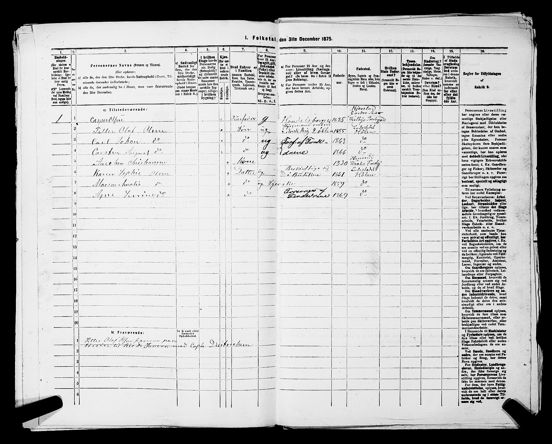 RA, 1875 census for 0204B Vestby/Hølen, 1875, p. 20