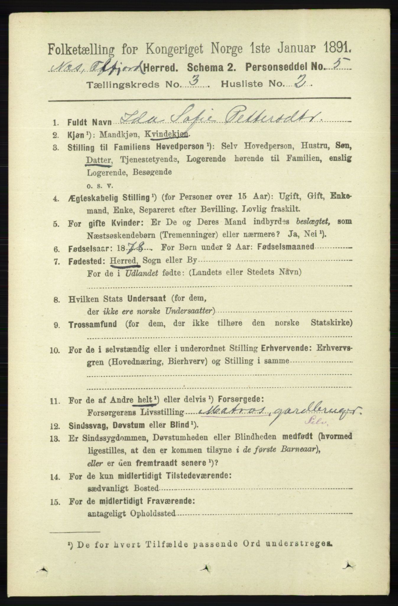 RA, 1891 census for 1043 Hidra og Nes, 1891, p. 931