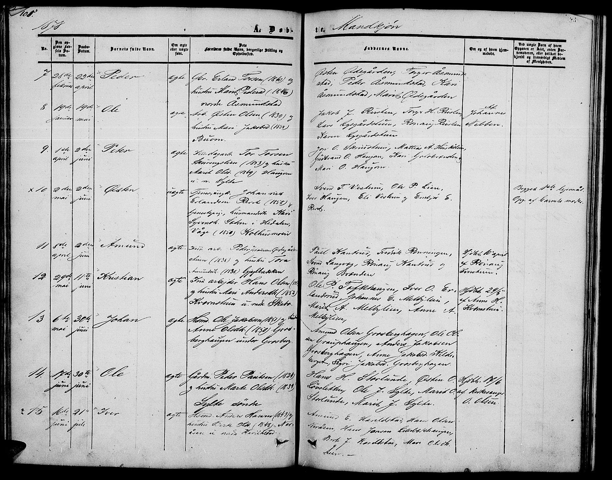 Nord-Fron prestekontor, SAH/PREST-080/H/Ha/Hab/L0002: Parish register (copy) no. 2, 1851-1883, p. 105