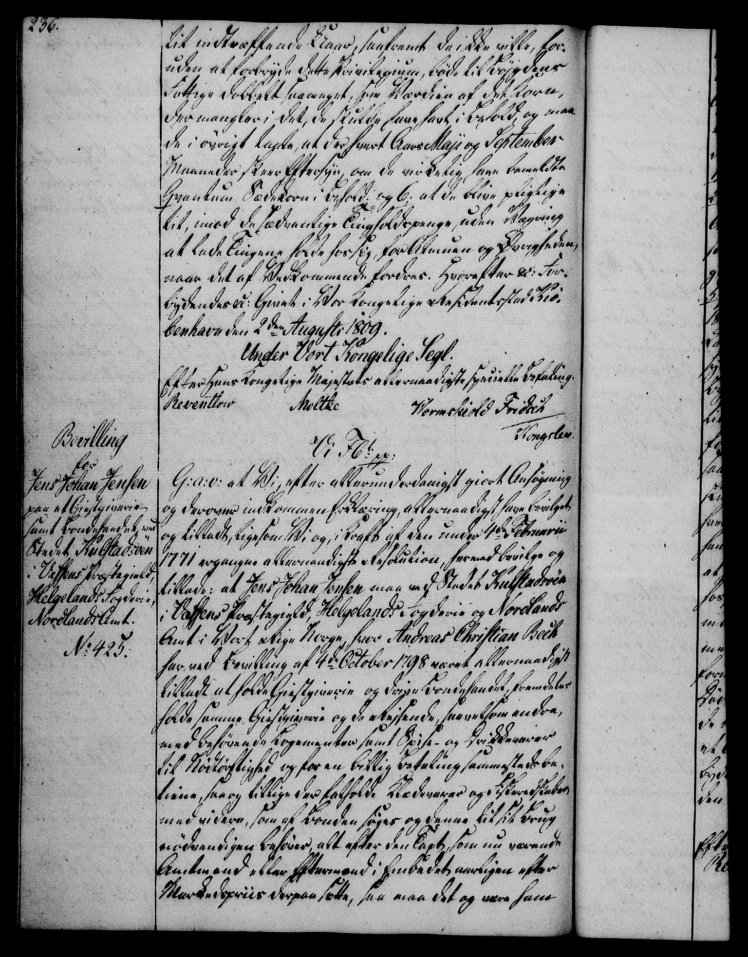 Rentekammeret, Kammerkanselliet, RA/EA-3111/G/Gg/Gga/L0019: Norsk ekspedisjonsprotokoll med register (merket RK 53.19), 1807-1810, p. 236