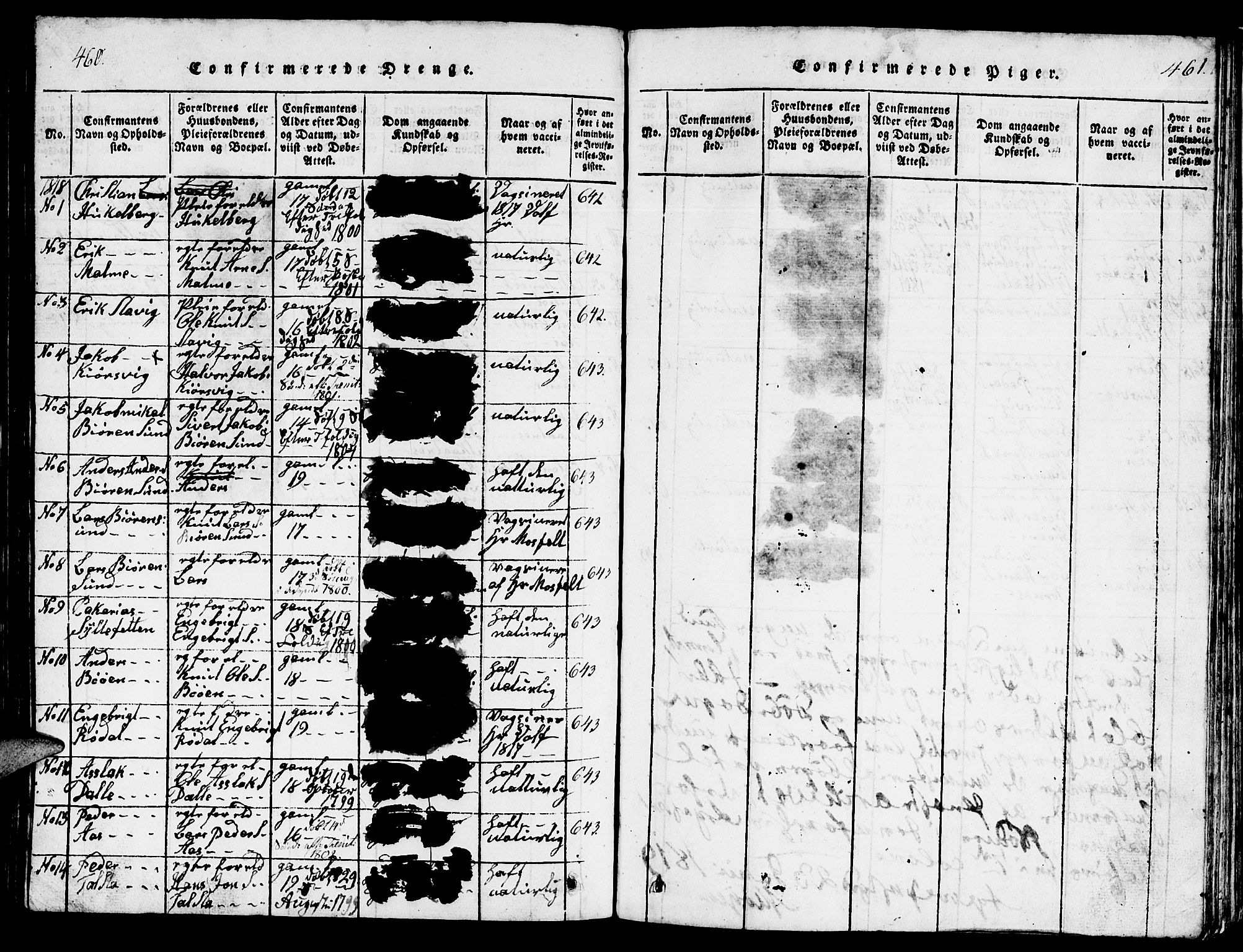 Ministerialprotokoller, klokkerbøker og fødselsregistre - Møre og Romsdal, SAT/A-1454/565/L0752: Parish register (copy) no. 565C01, 1817-1844, p. 460-461