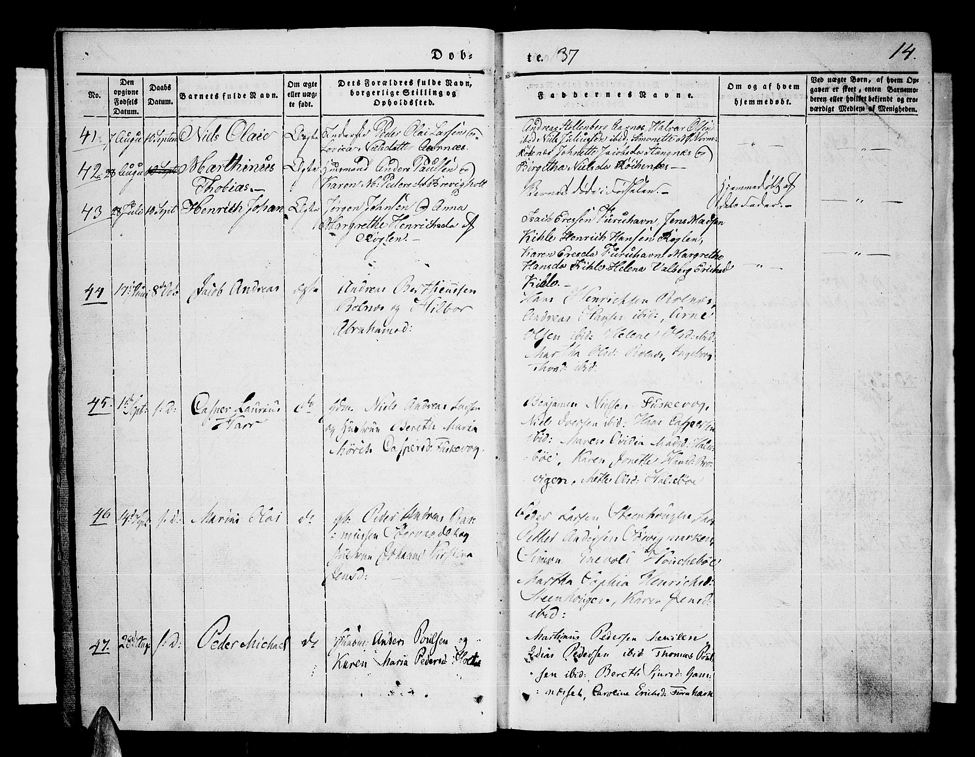 Trondenes sokneprestkontor, AV/SATØ-S-1319/H/Ha/L0008kirke: Parish register (official) no. 8, 1835-1840, p. 14