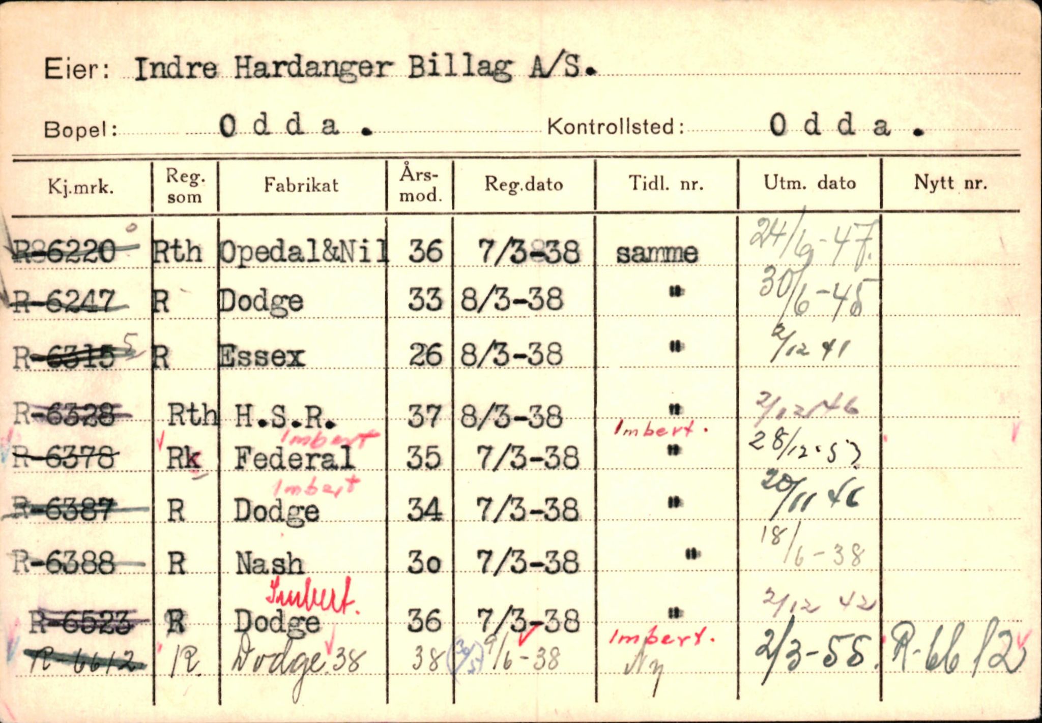 Statens vegvesen, Hordaland vegkontor, AV/SAB-A-5201/2/Hc/L0002: Eierkort Hardanger - I-P, 1928-1960, p. 18