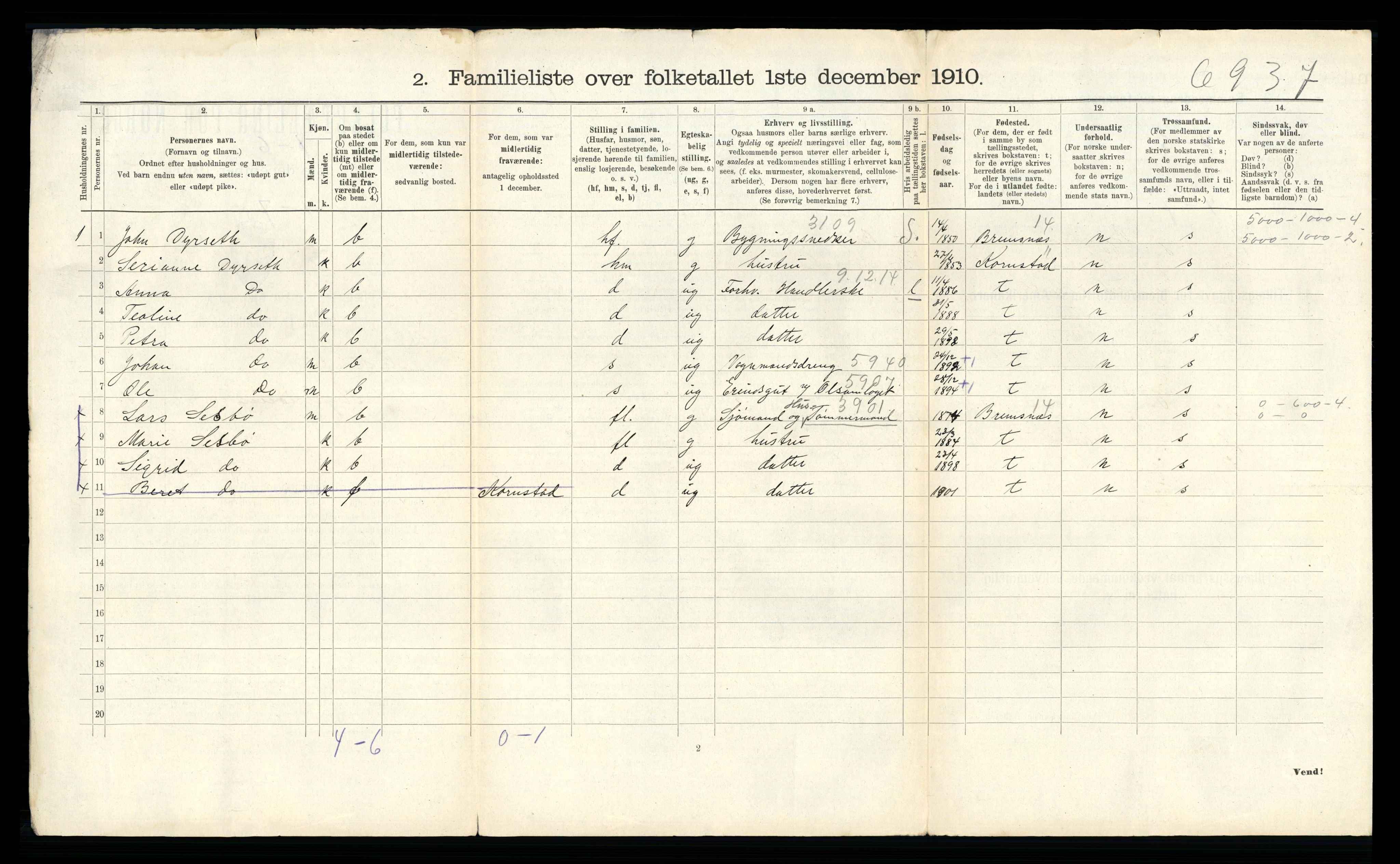 RA, 1910 census for Kristiansund, 1910, p. 86