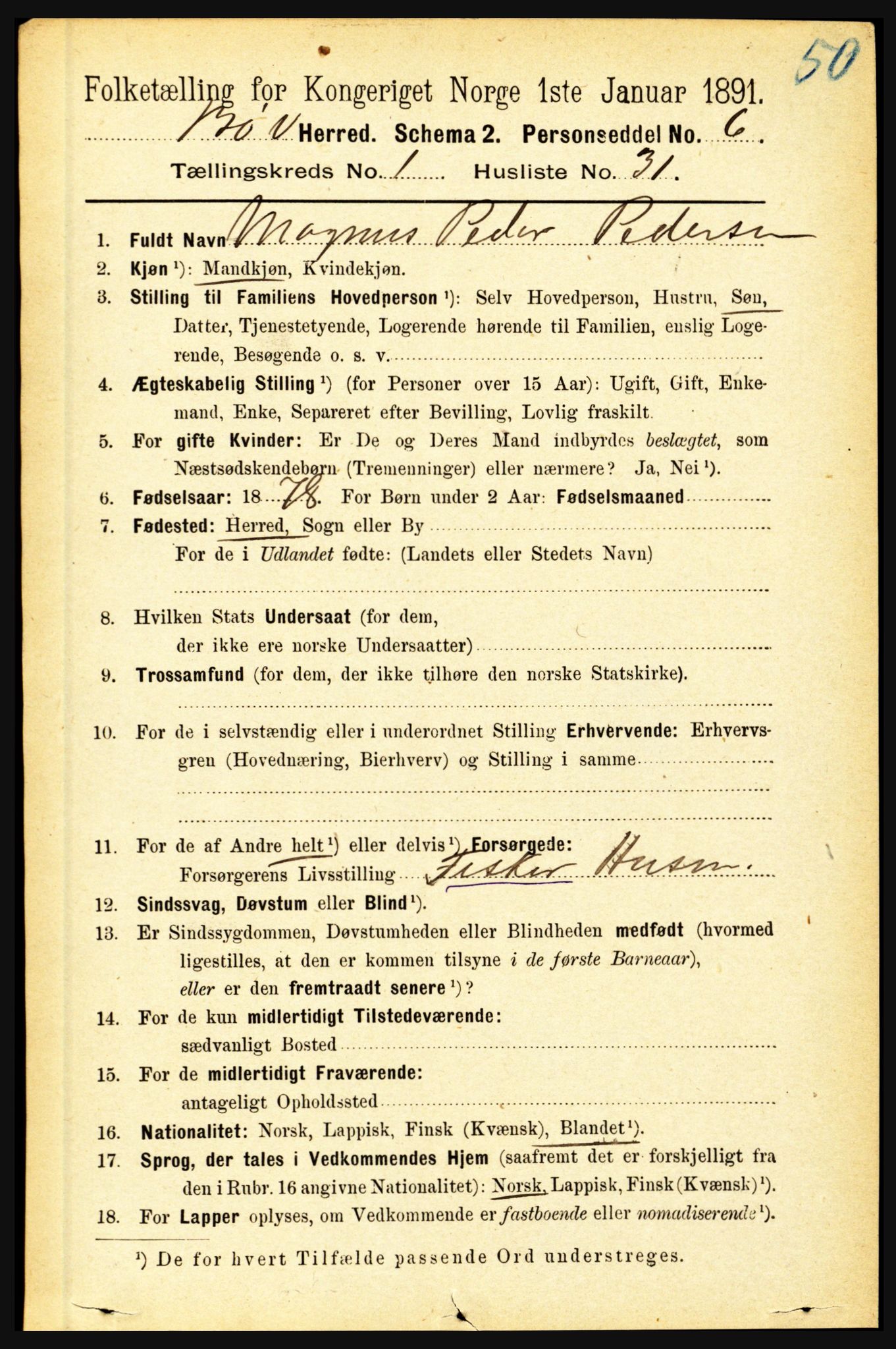 RA, 1891 census for 1867 Bø, 1891, p. 320