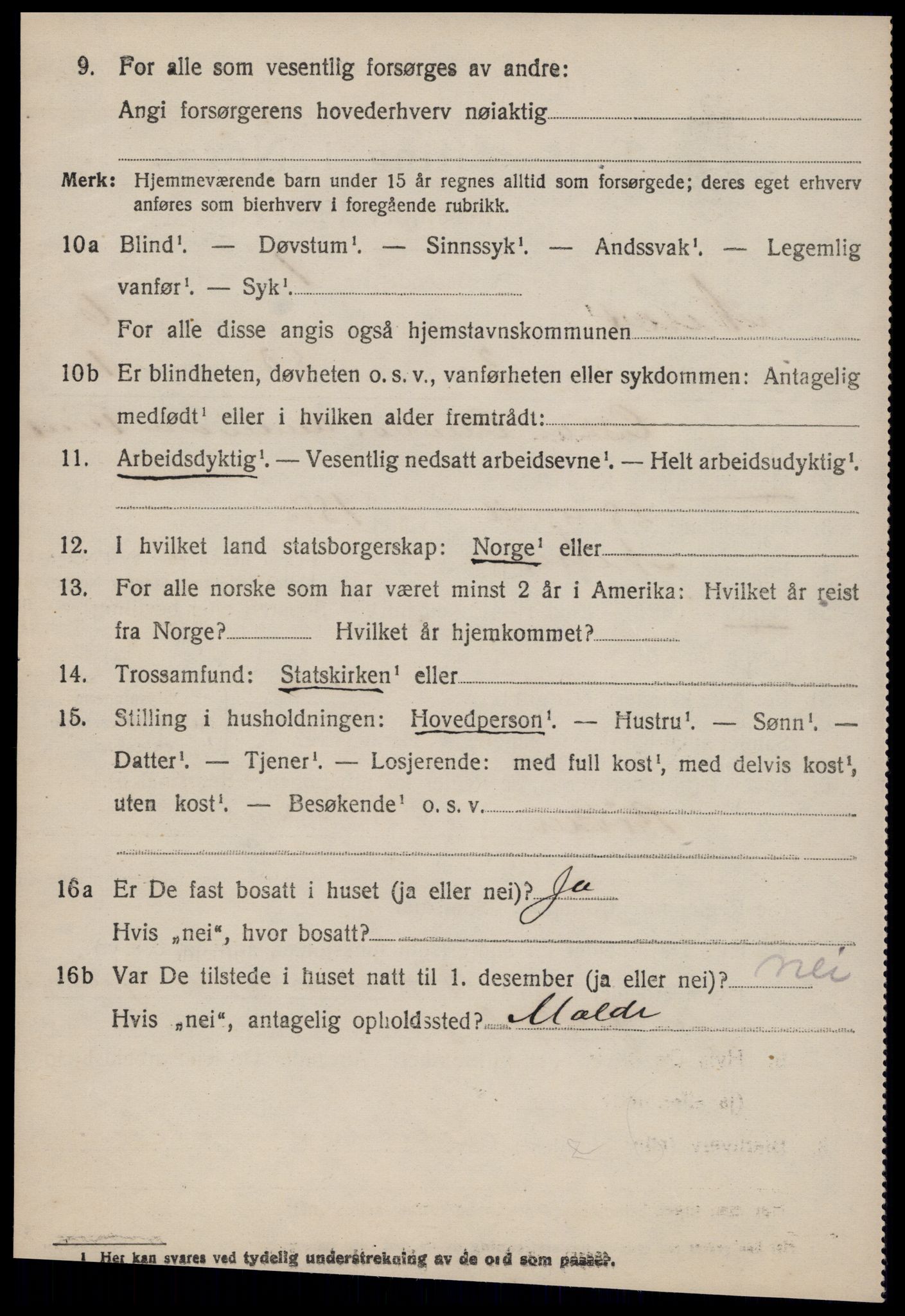 SAT, 1920 census for Nesset, 1920, p. 2817