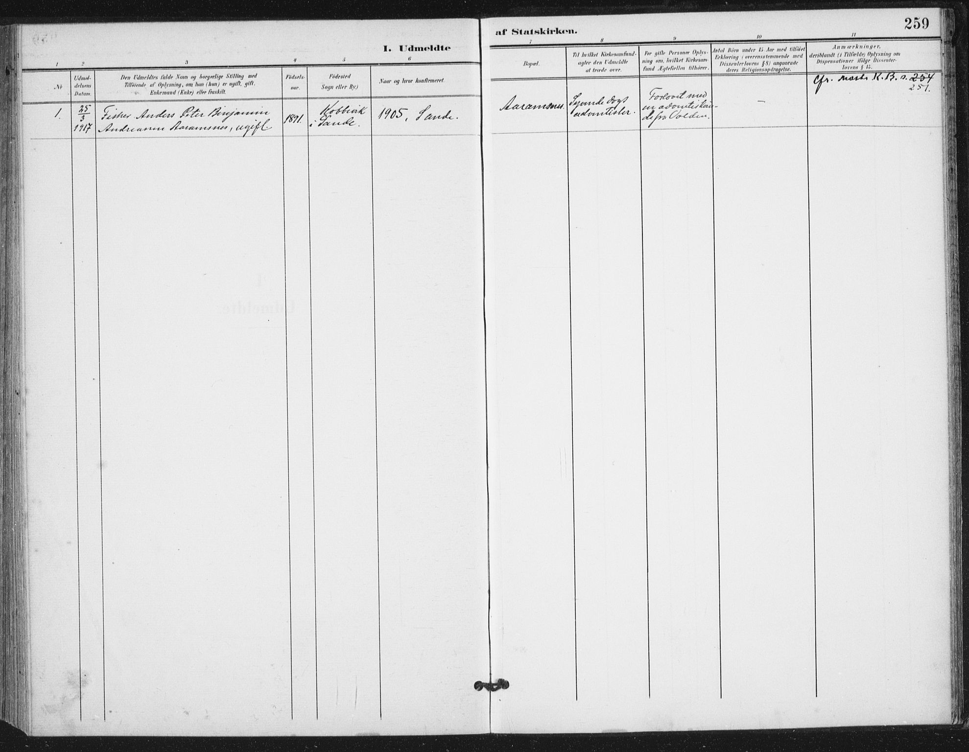 Ministerialprotokoller, klokkerbøker og fødselsregistre - Møre og Romsdal, AV/SAT-A-1454/503/L0038: Parish register (official) no. 503A06, 1901-1917, p. 259