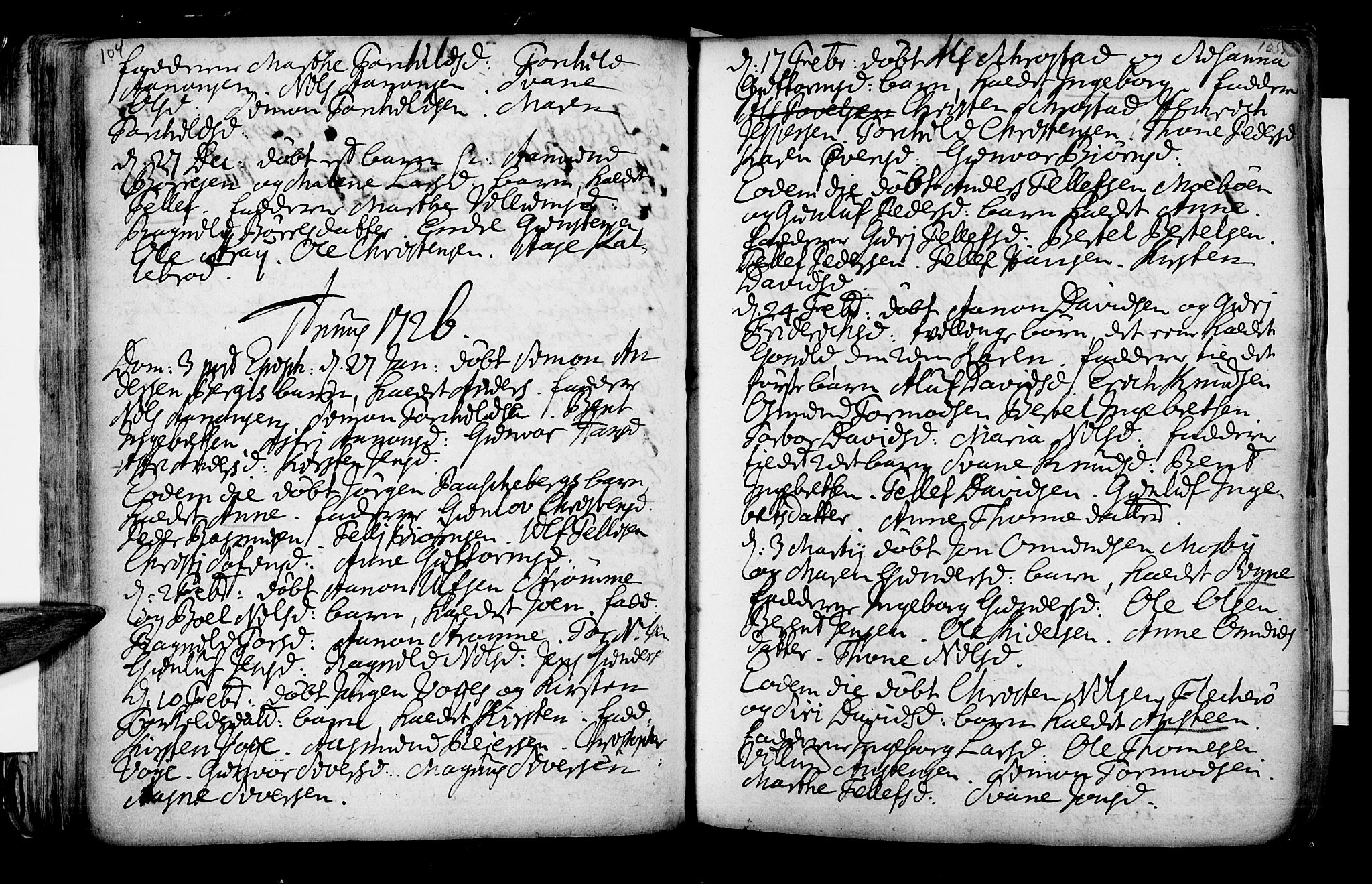 Oddernes sokneprestkontor, SAK/1111-0033/F/Fa/Faa/L0002: Parish register (official) no. A 2, 1719-1764, p. 104-105