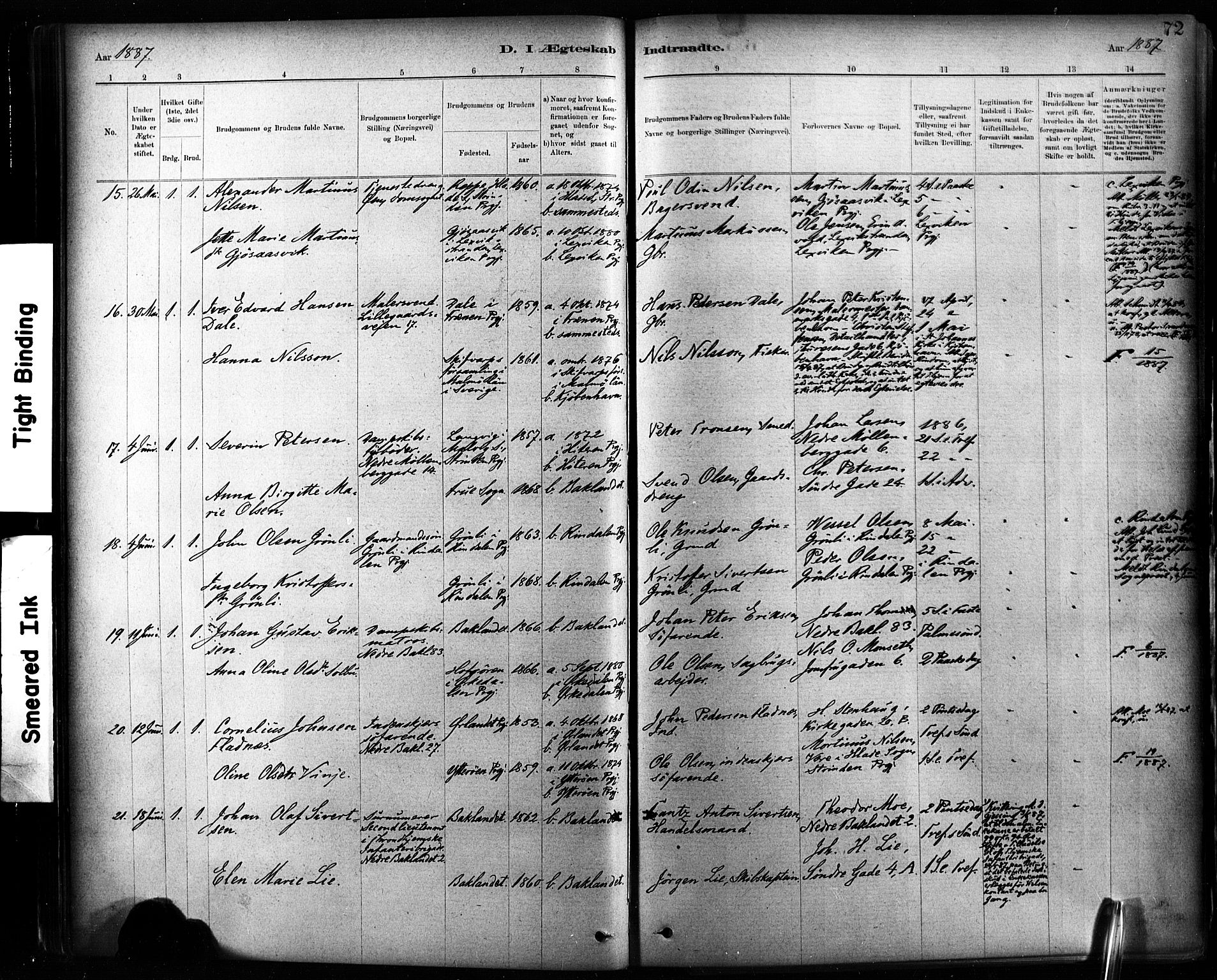 Ministerialprotokoller, klokkerbøker og fødselsregistre - Sør-Trøndelag, AV/SAT-A-1456/604/L0189: Parish register (official) no. 604A10, 1878-1892, p. 72