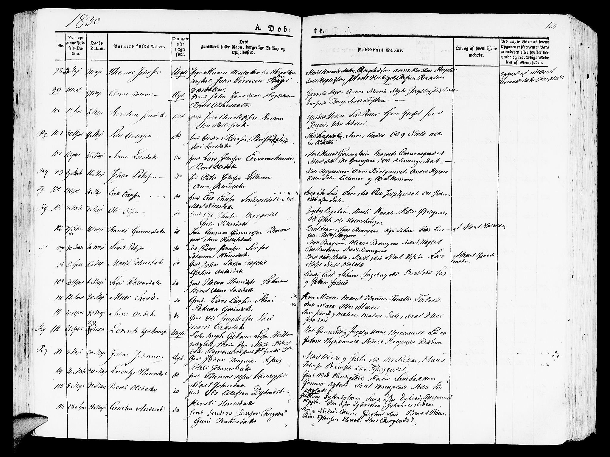 Ministerialprotokoller, klokkerbøker og fødselsregistre - Nord-Trøndelag, SAT/A-1458/709/L0070: Parish register (official) no. 709A10, 1820-1832, p. 124